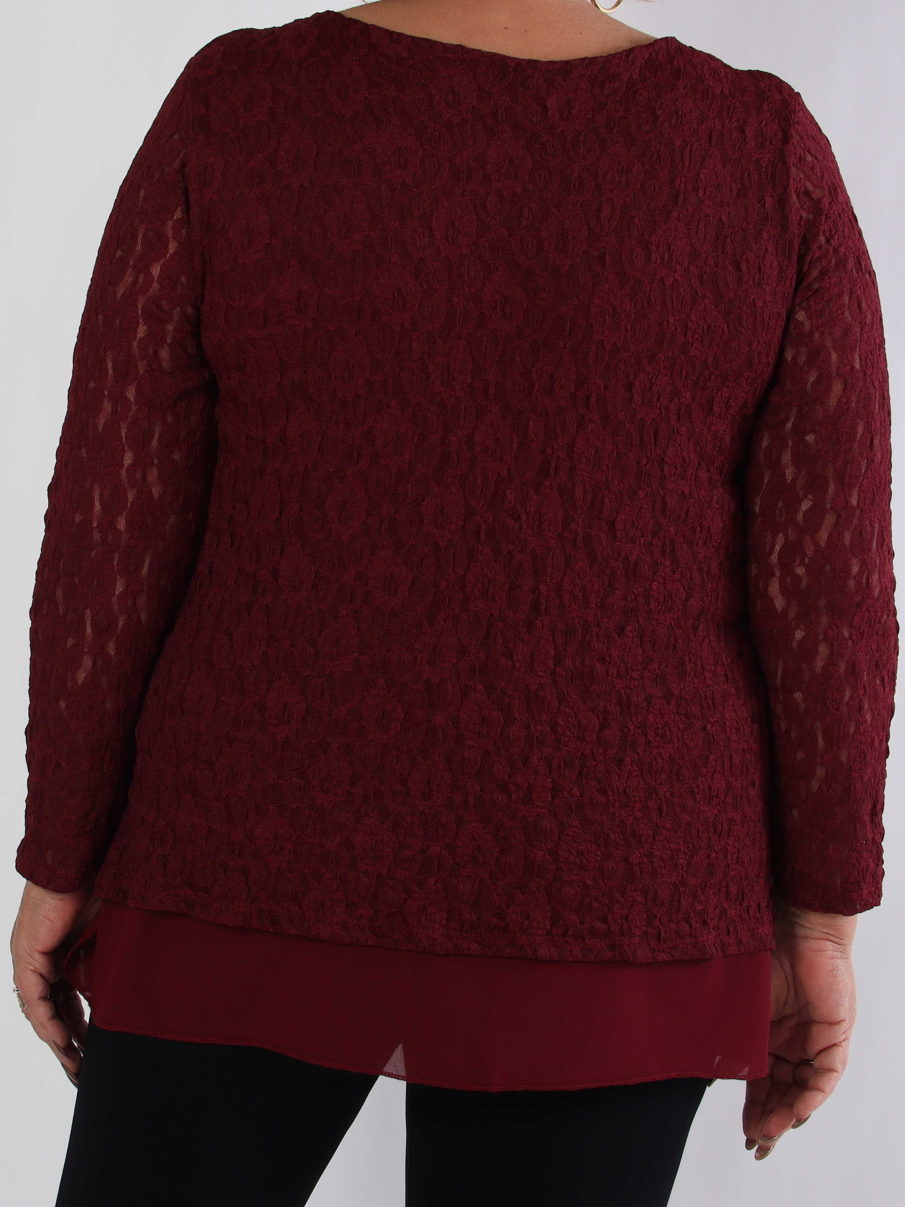 Candidas - Plus size spetstunika med chiffonglager