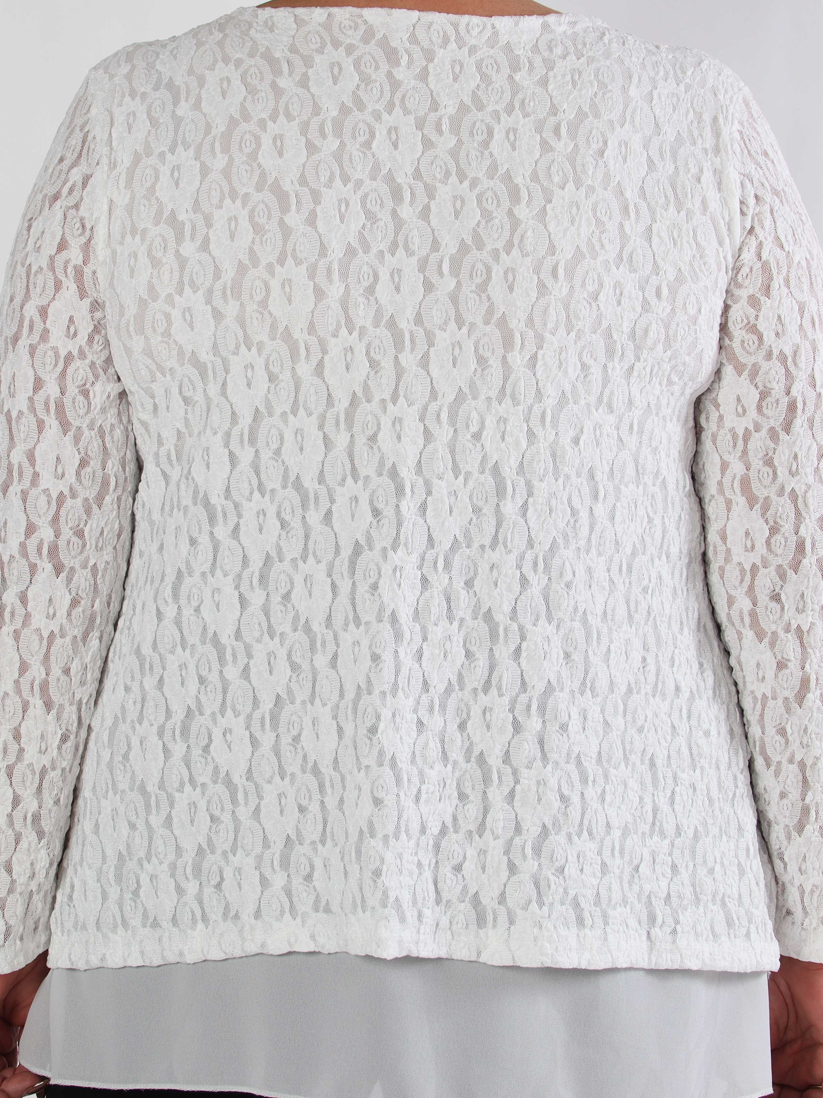 Candidas - Plus size spetstunika med chiffonglager