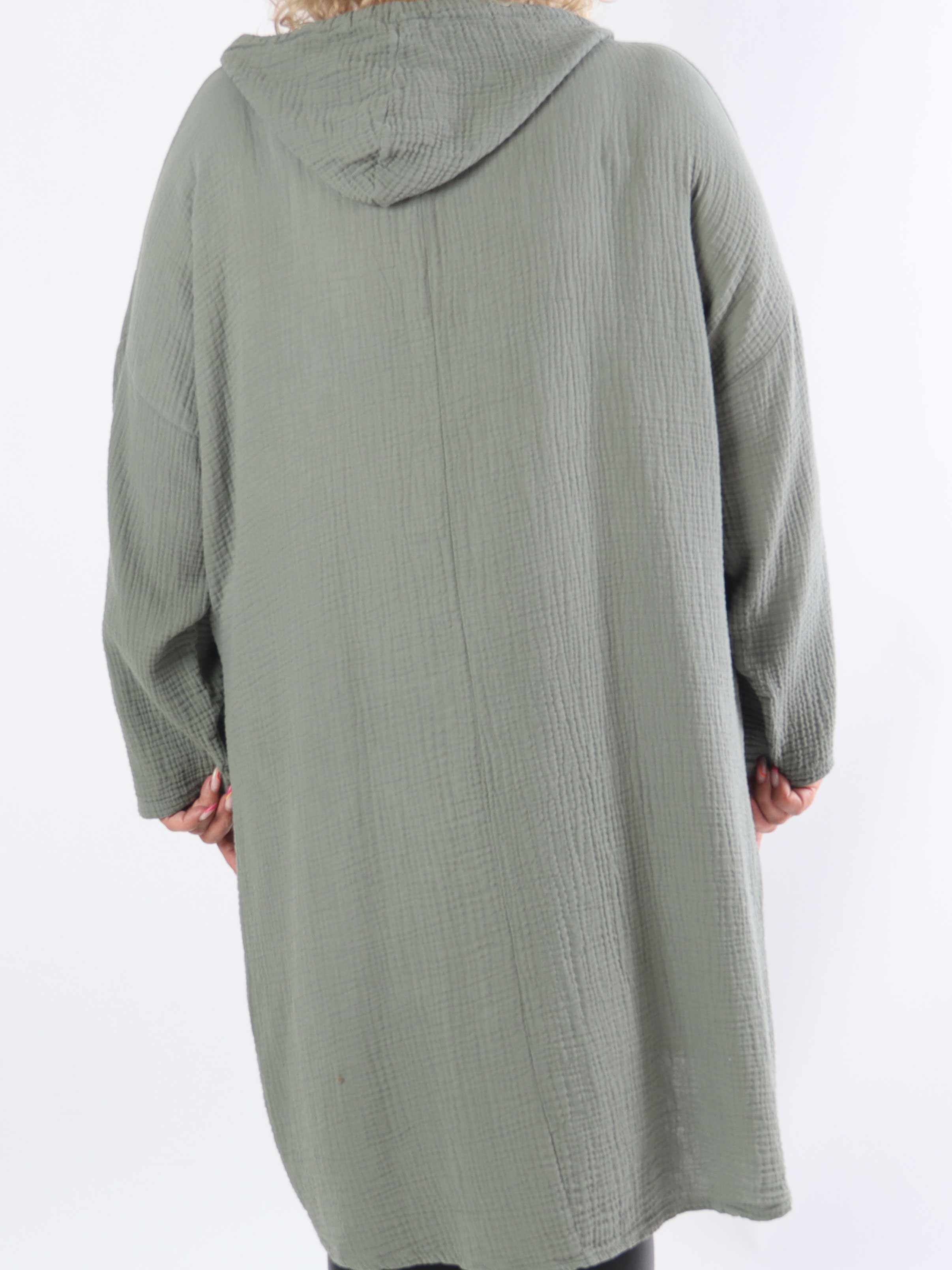 Caro - Mjuk plus size-klänning i bomull med huva