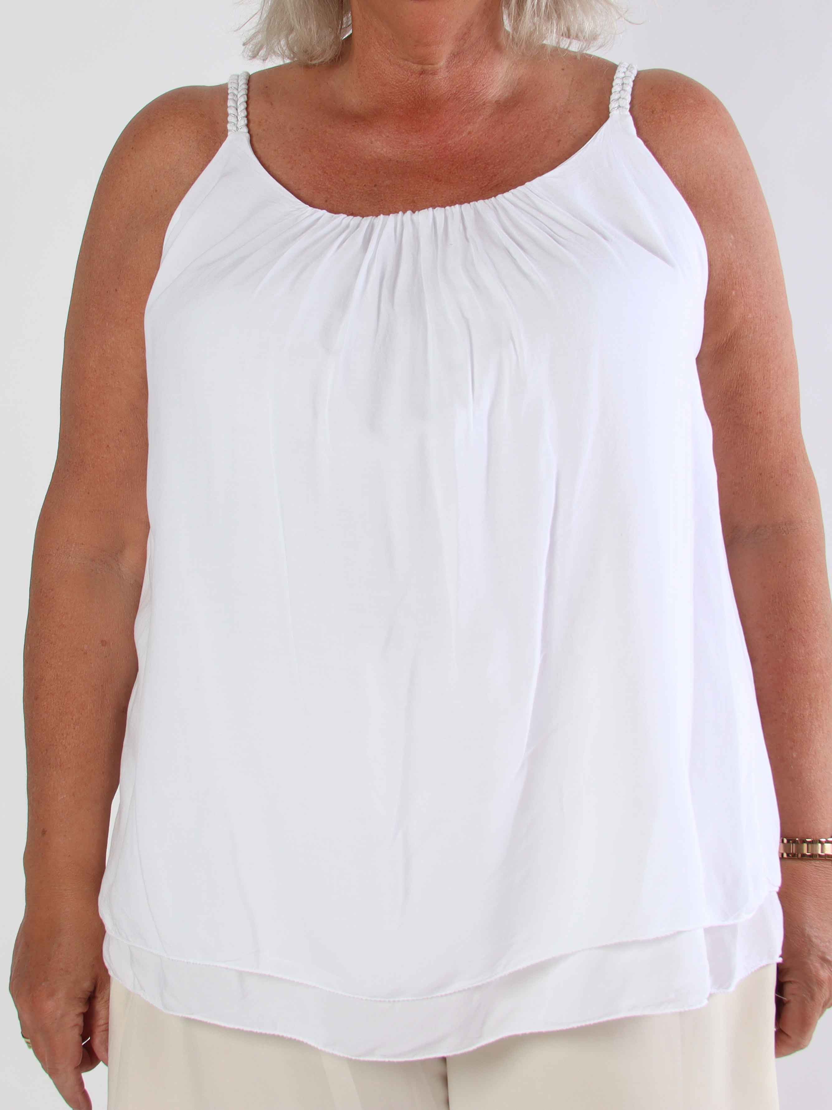 Chalkis Top - Plus size topp i mjuk viskos med flätade axelband