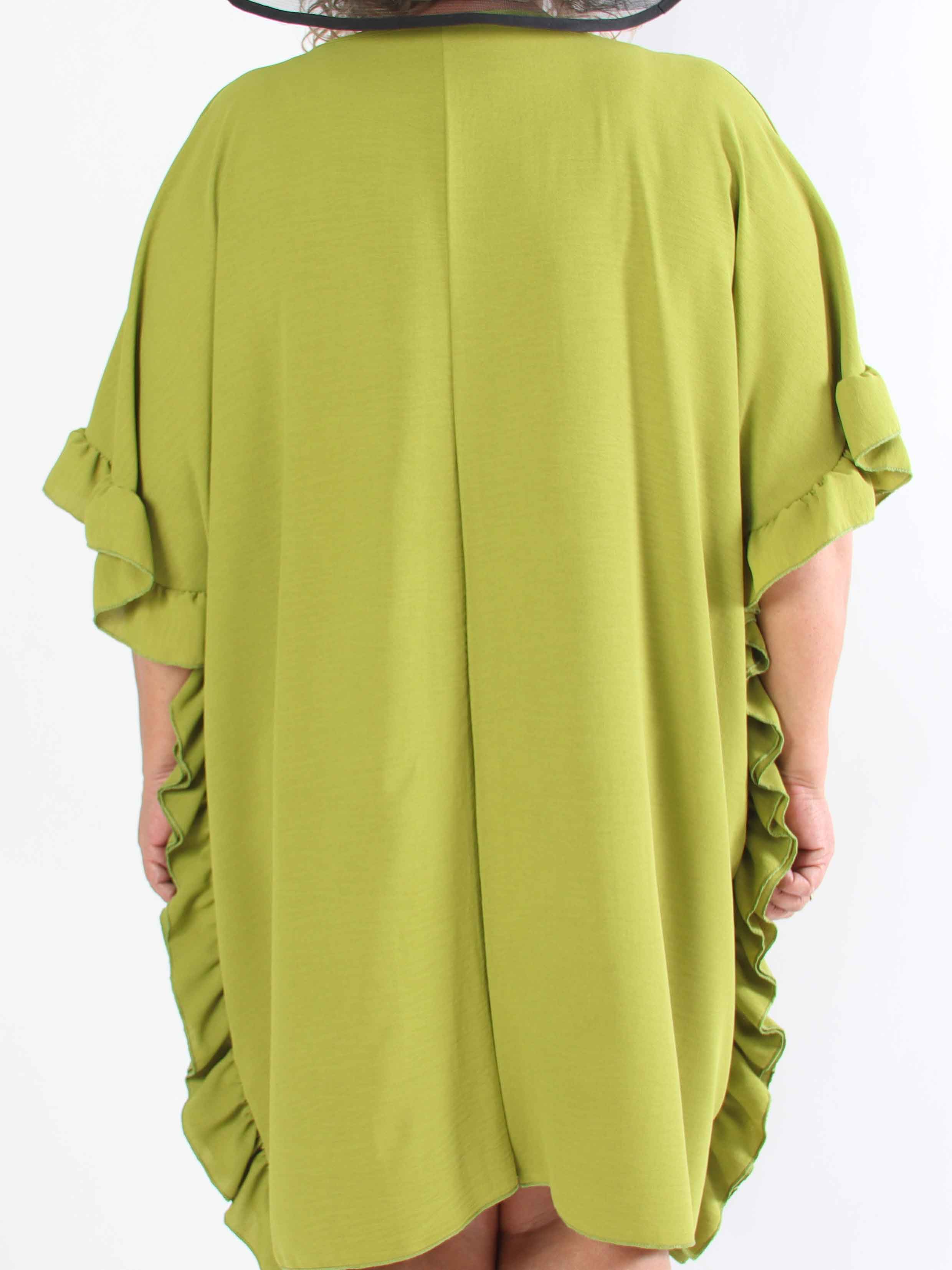 Cille - Plus size-tunika med volanger i sidorna