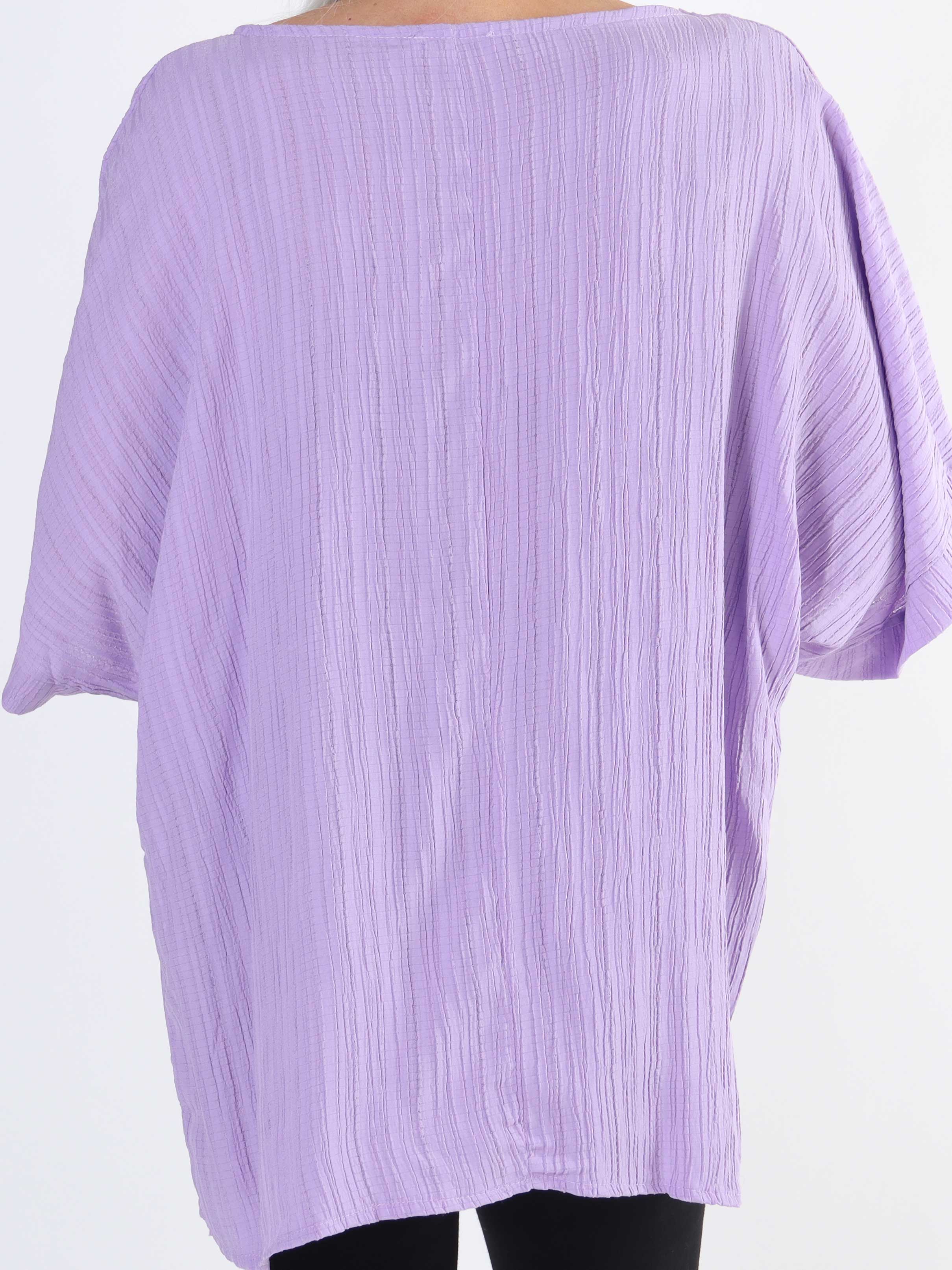 Cindy - enfärgad plus size-blus i crepe-look