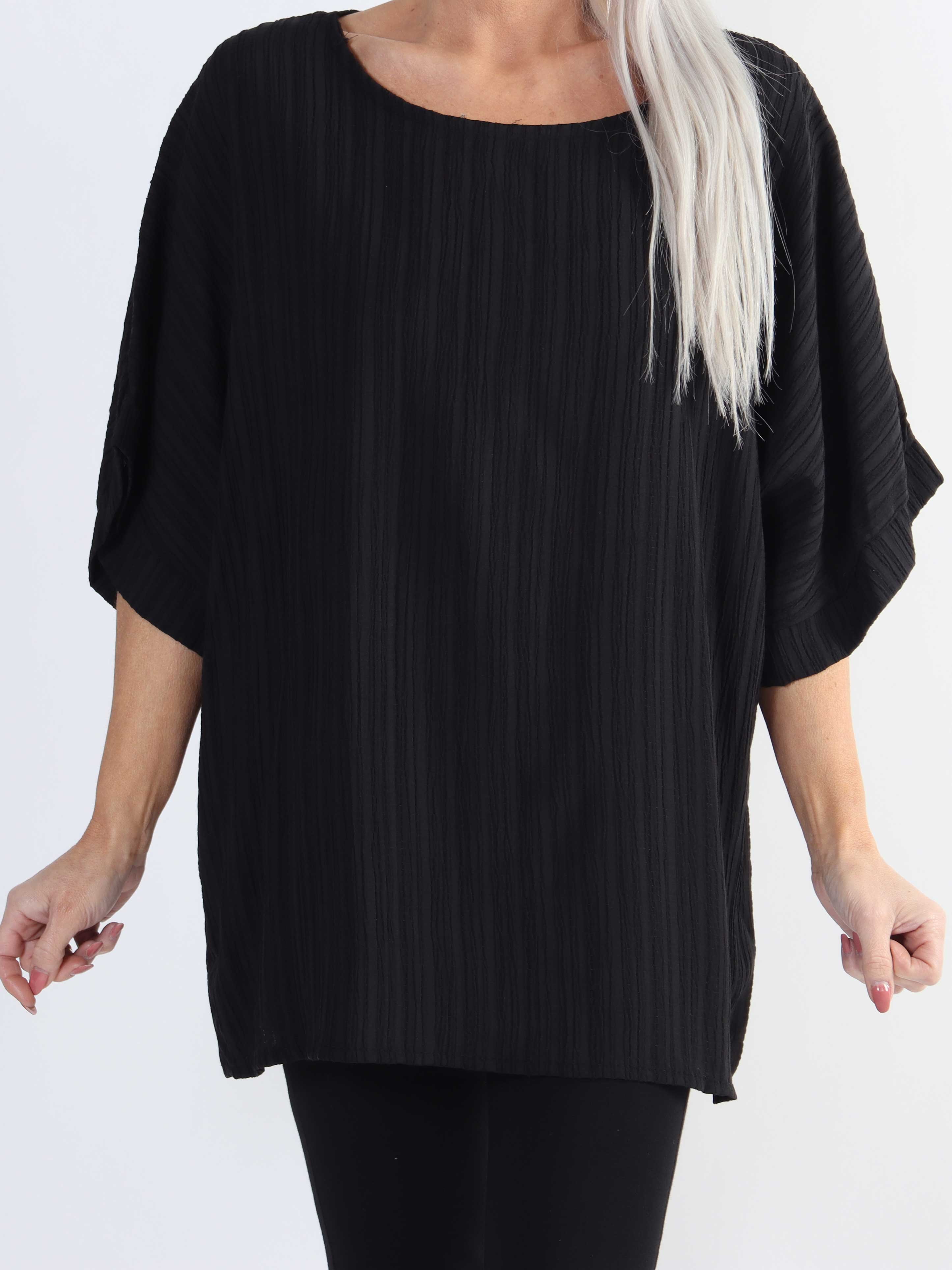 Cindy - enfärgad plus size-blus i crepe-look - Green