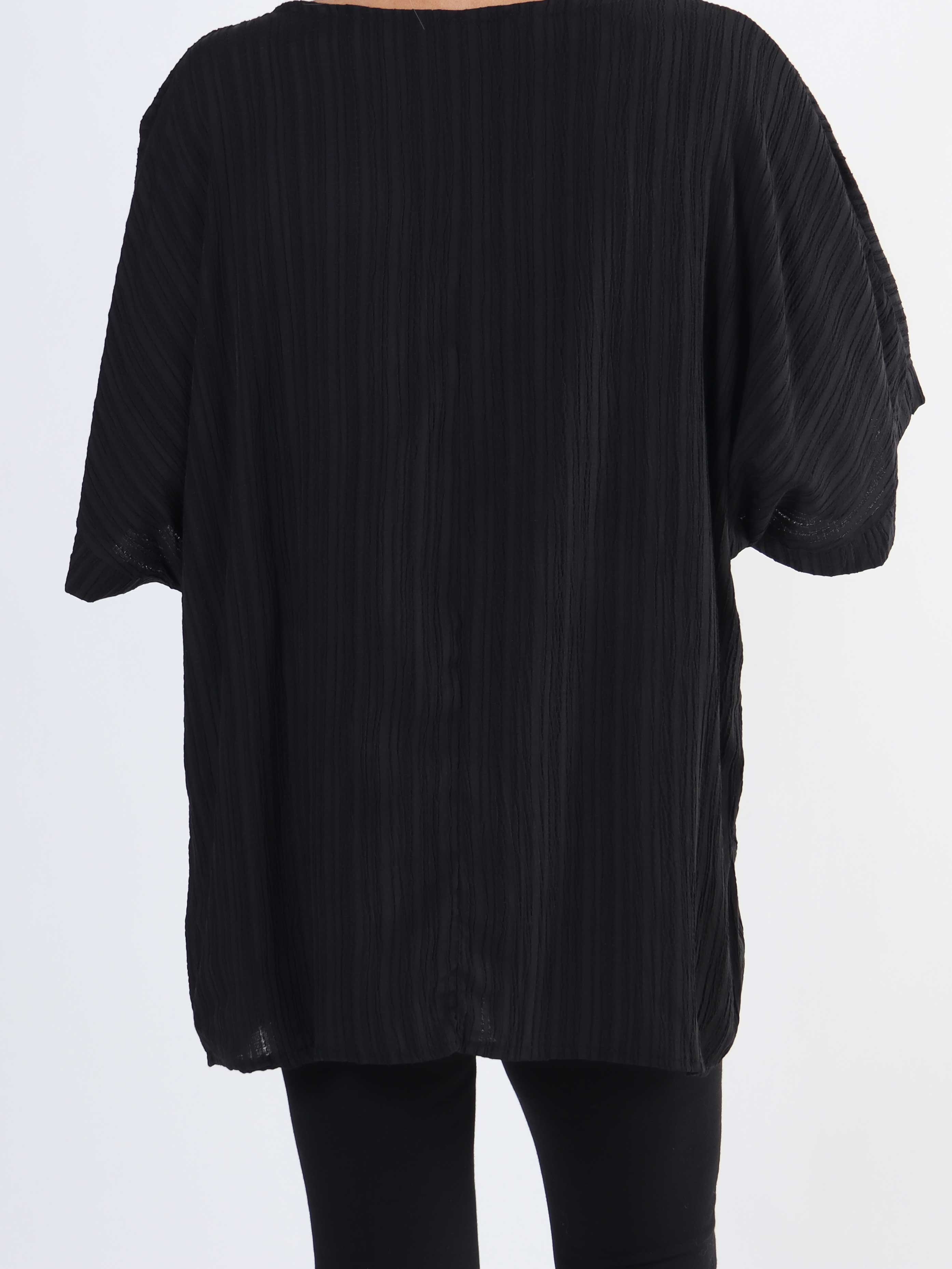 Cindy - enfärgad plus size-blus i crepe-look - Plum