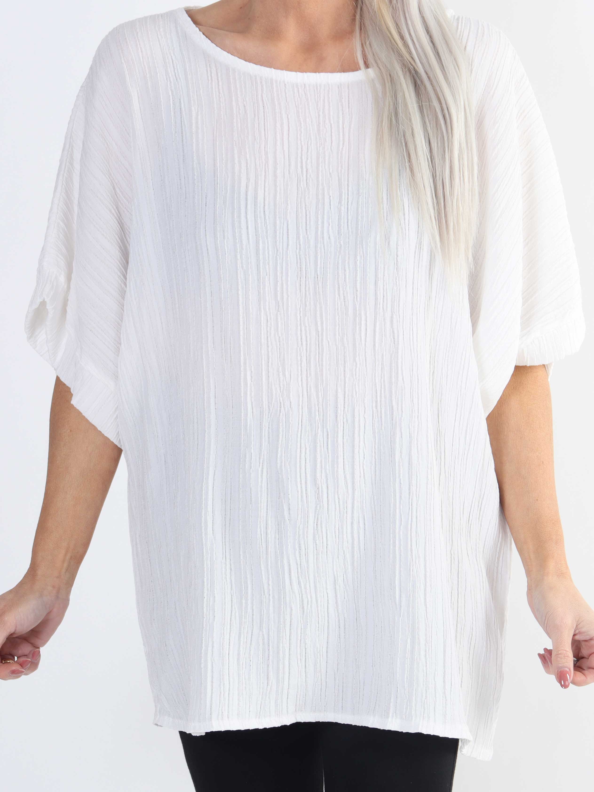 Cindy - enfärgad plus size-blus i crepe-look