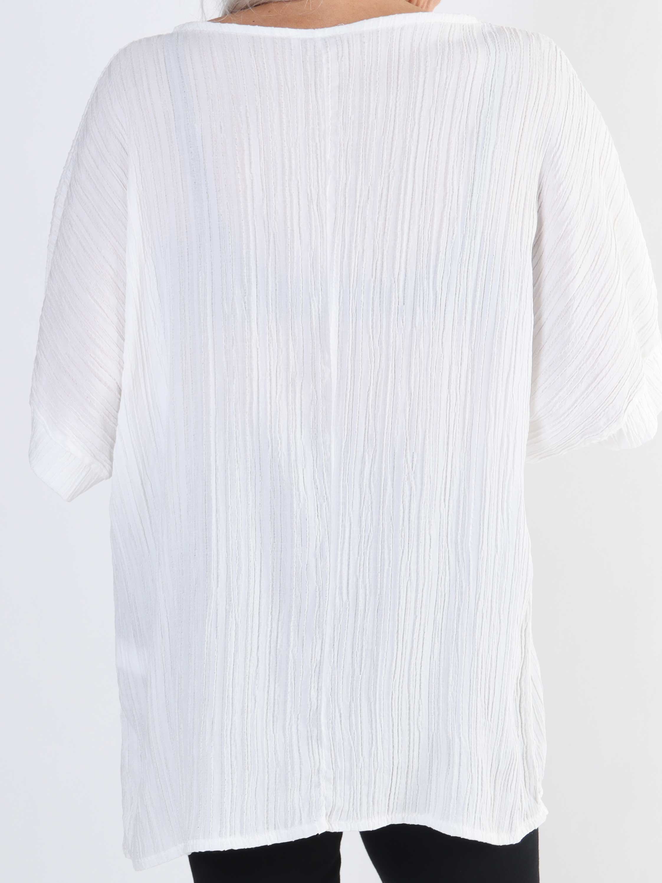 Cindy - enfärgad plus size-blus i crepe-look