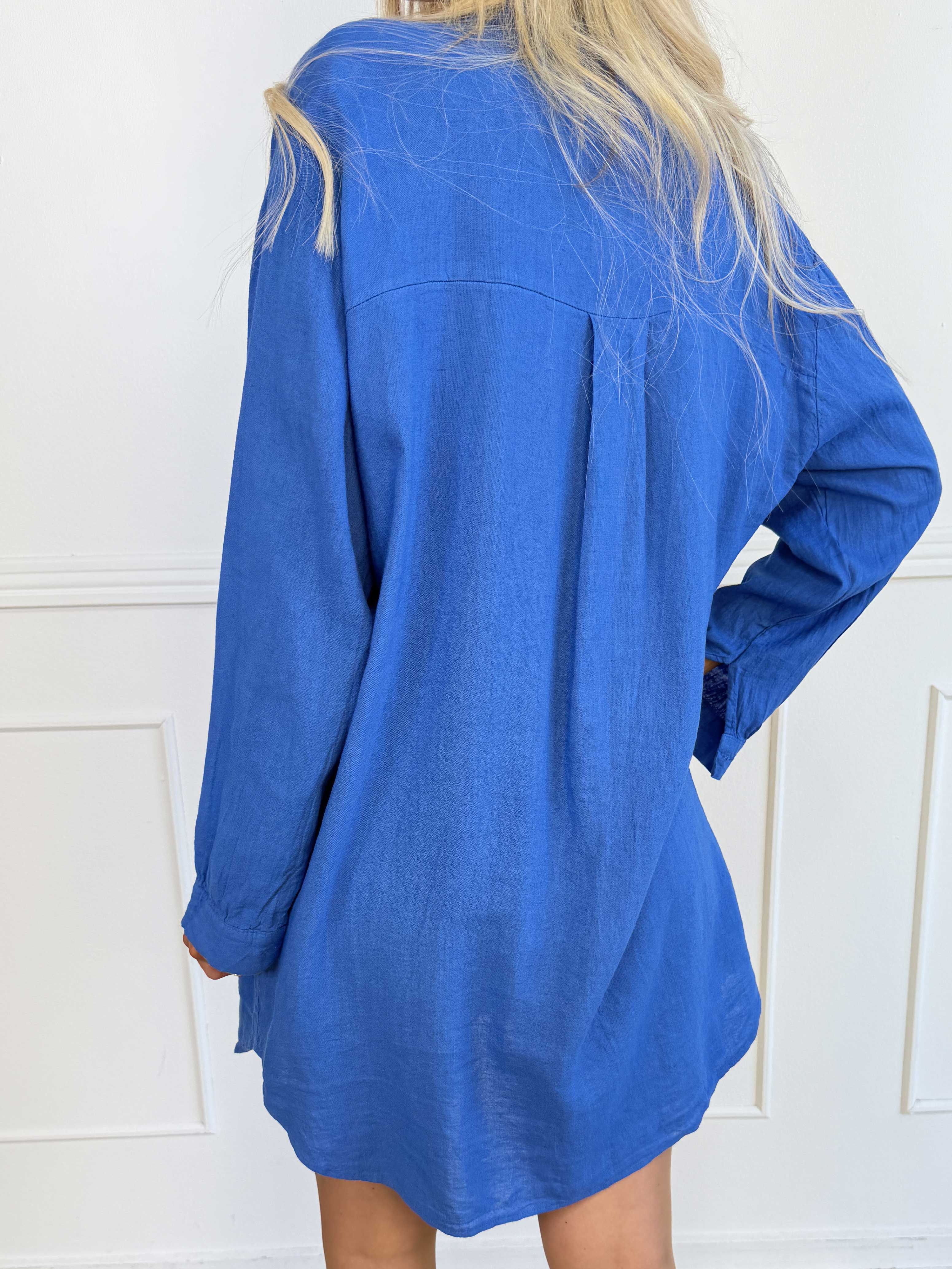 Clara Dress - Ensfarvet skjortekjole i viskose og hør