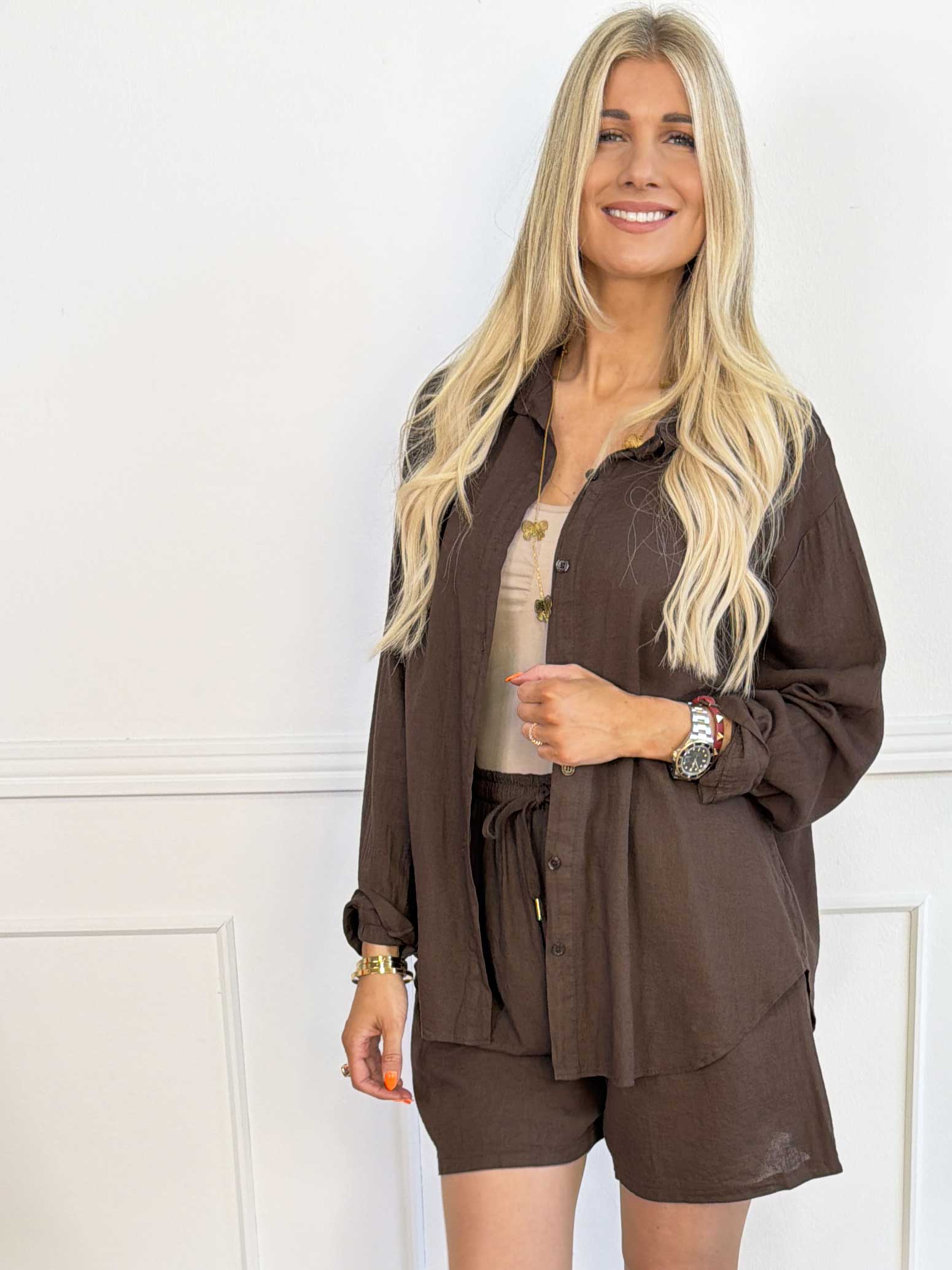 Clara Shirt - Enfärgad skjorta i viskos och linne