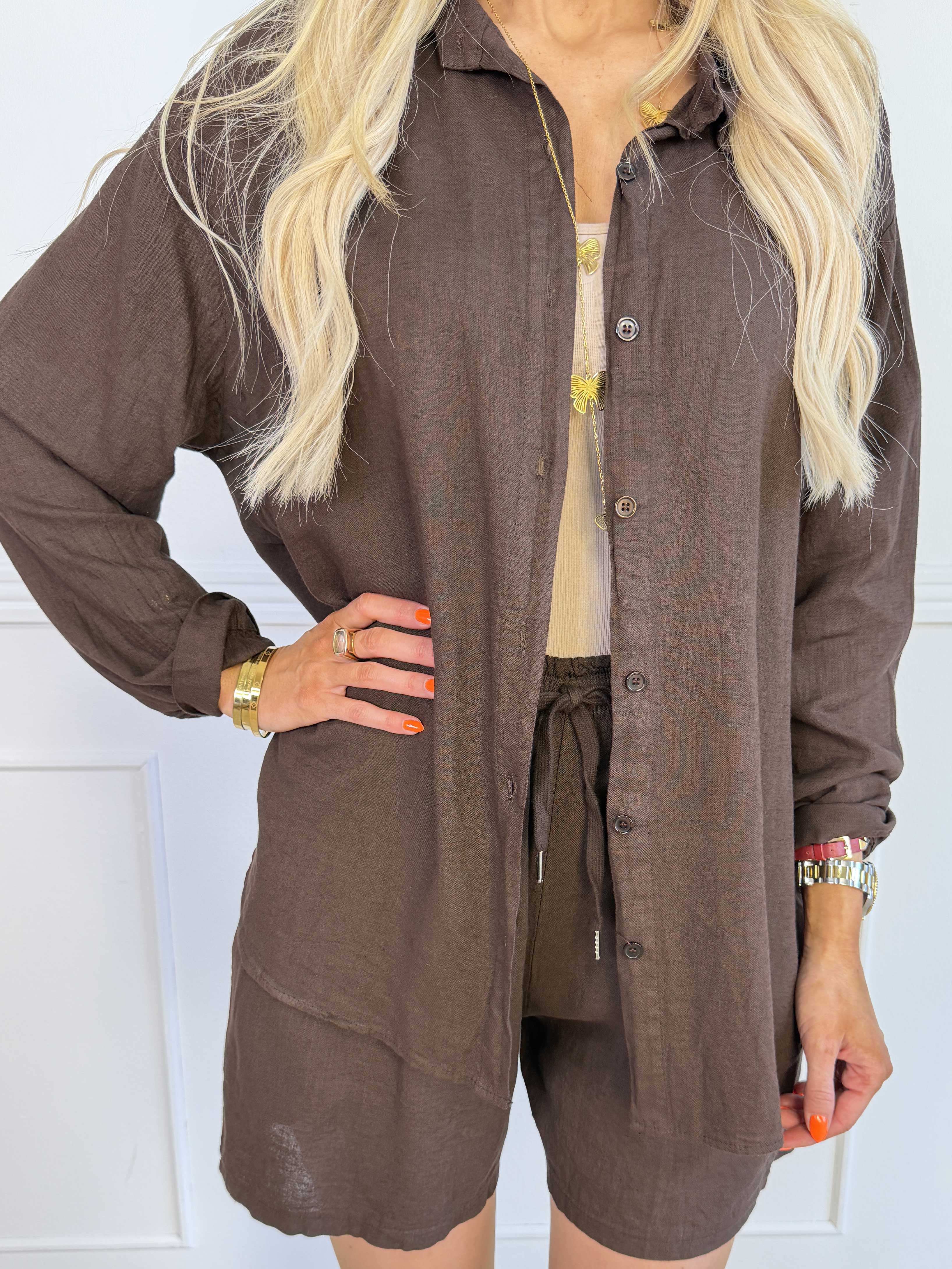 Clara Shirt - Enfärgad skjorta i viskos och linne