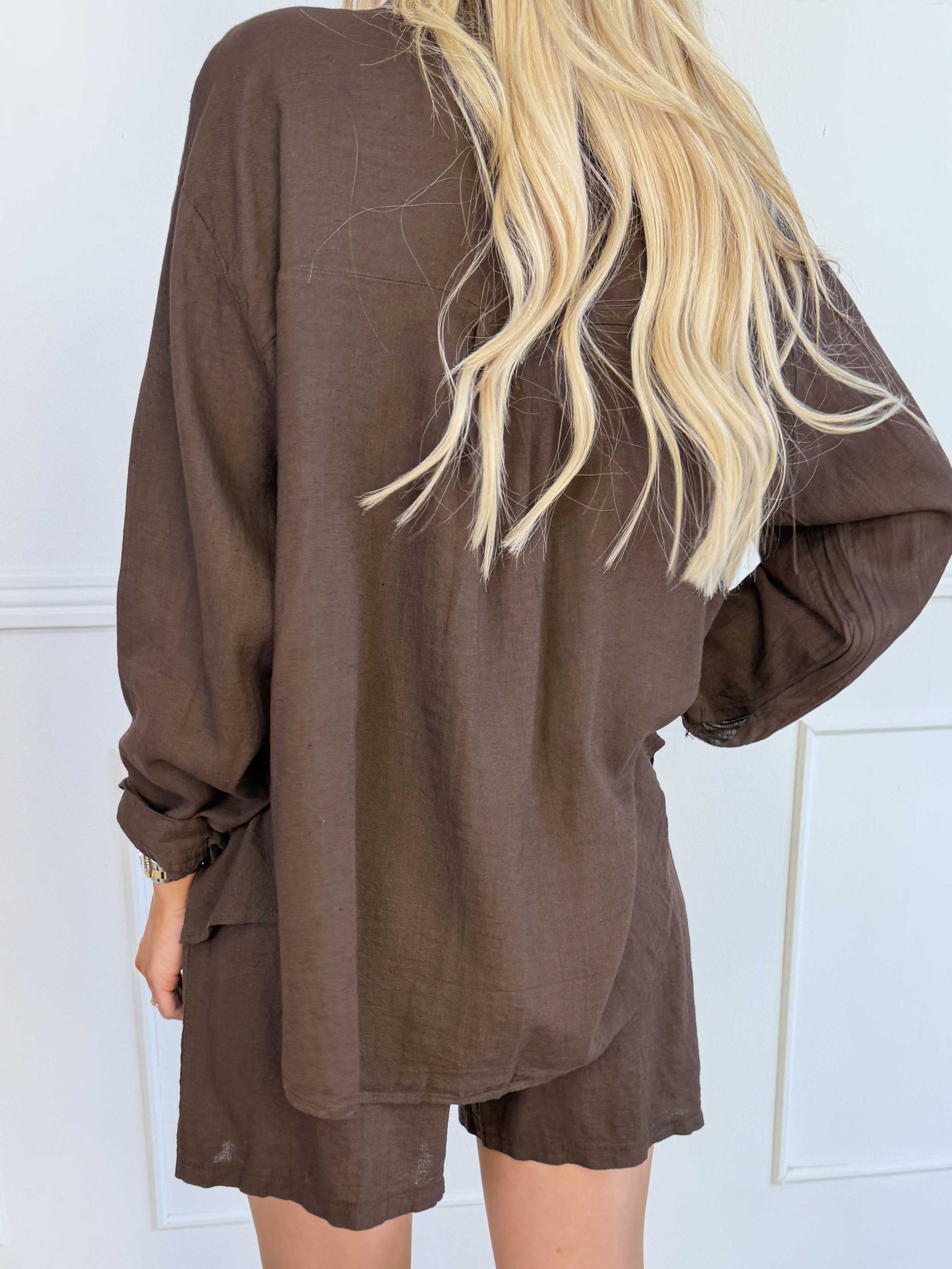 Clara Shirt - Enfärgad skjorta i viskos och linne