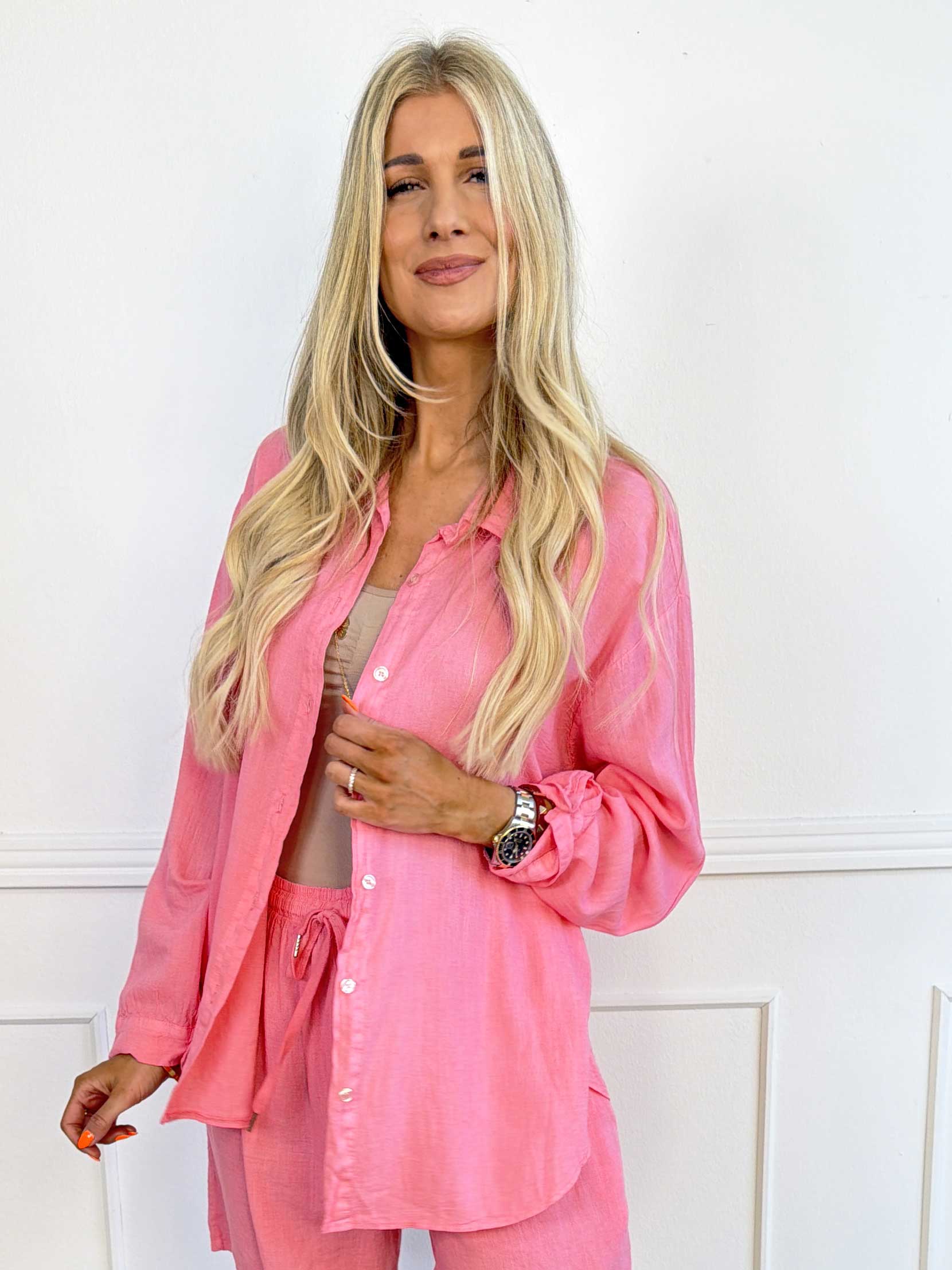 Clara Shirt - Enfärgad skjorta i viskos och linne