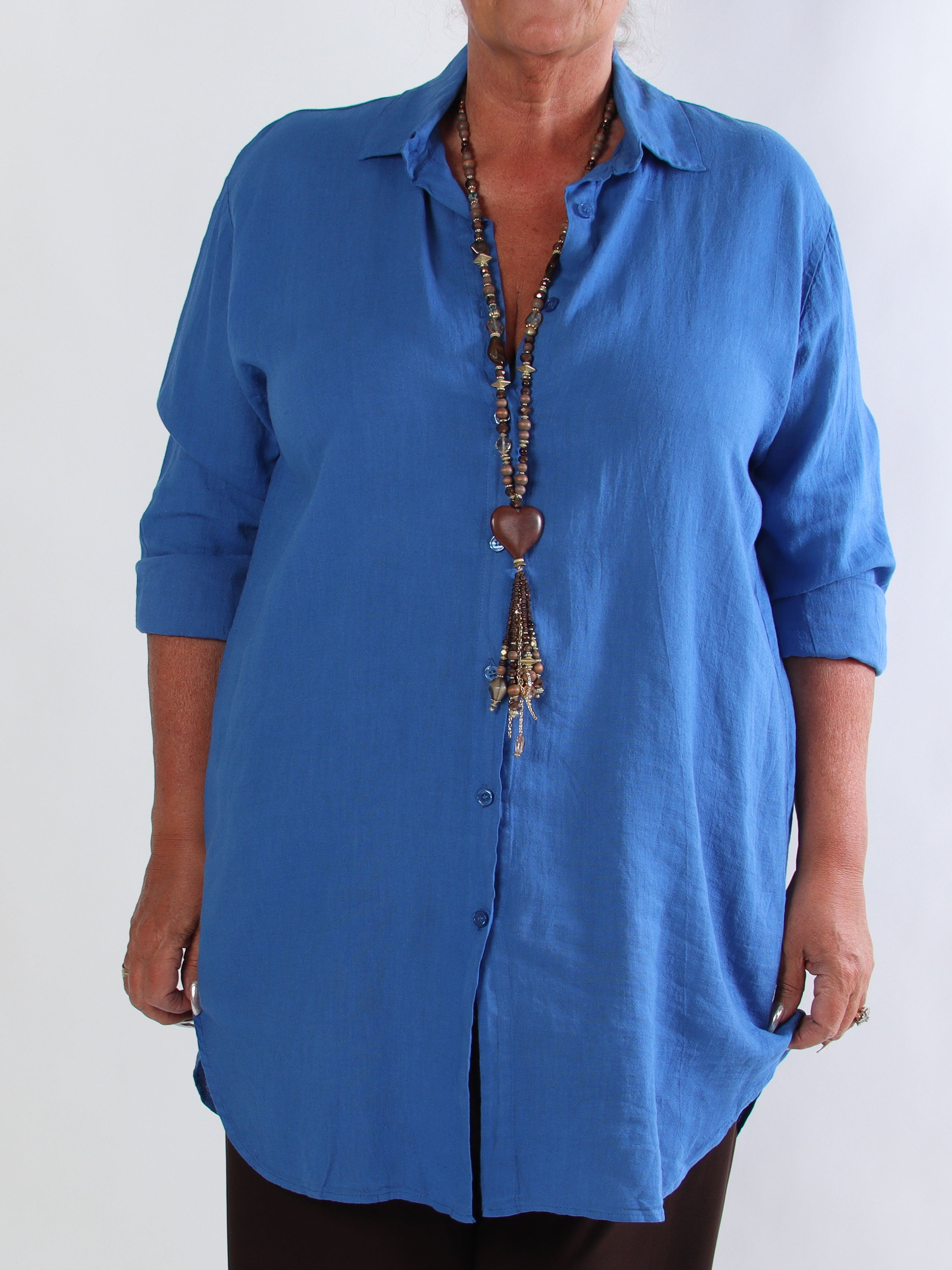 Clara Dress - Plus size skjortekjole i viskose og hør