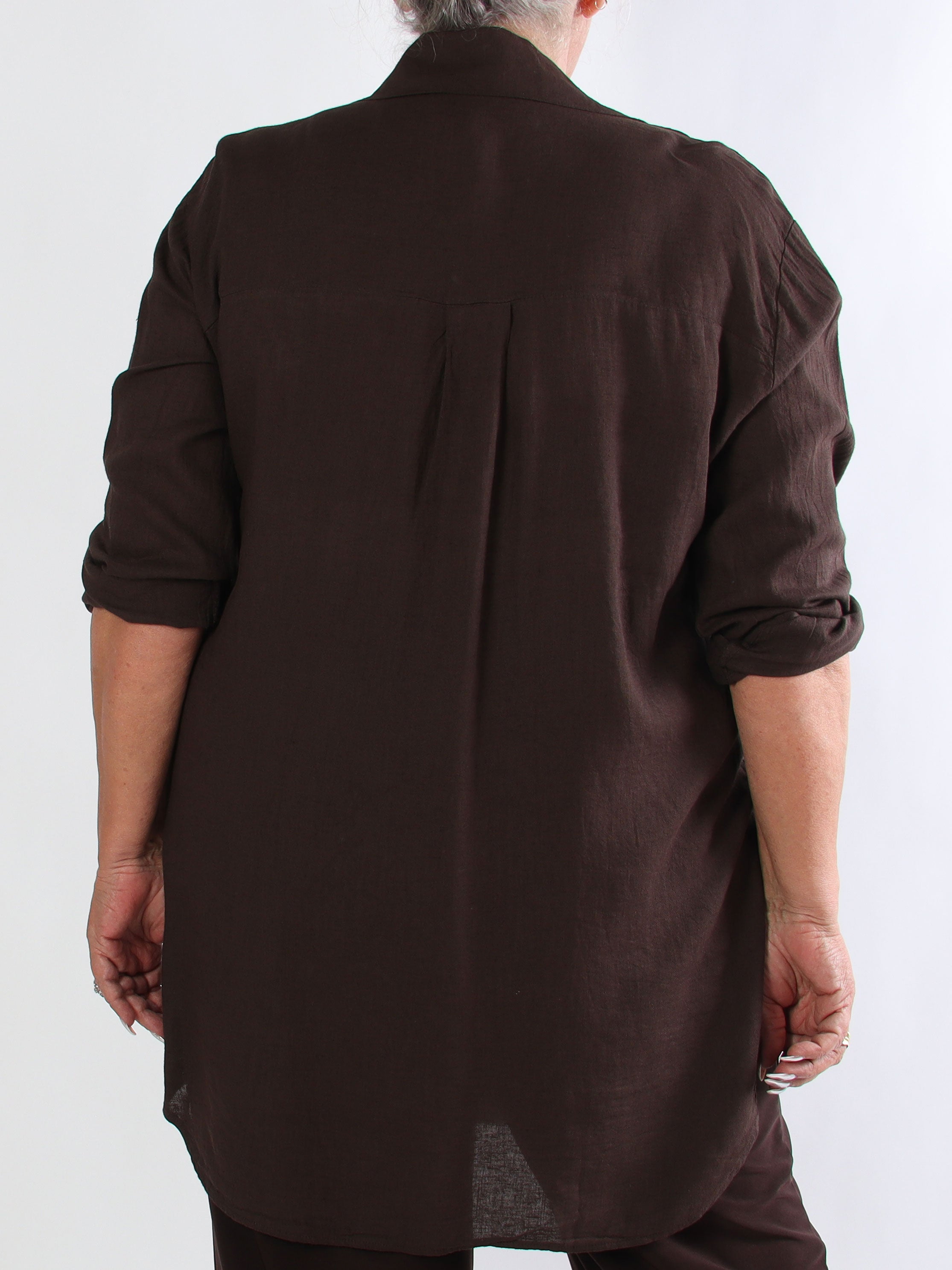 Clara Dress - Plus size skjortekjole i viskose og hør