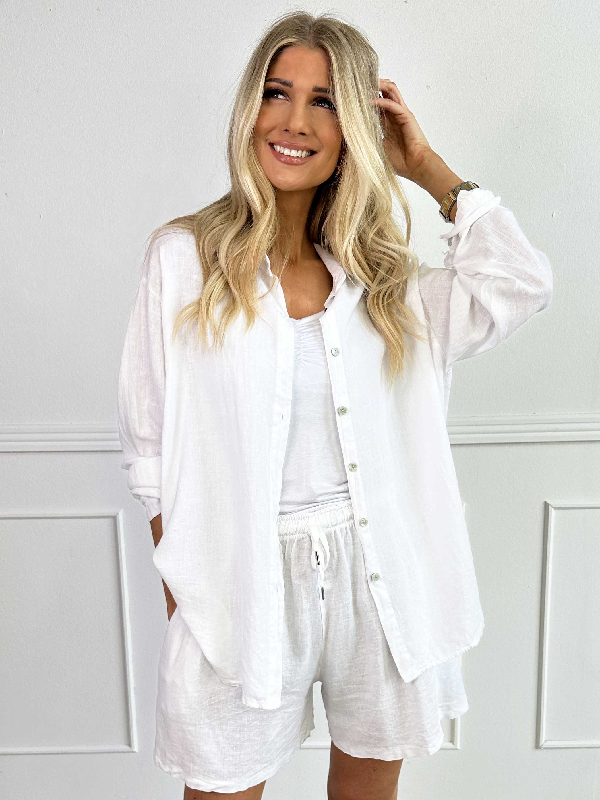 Clara Shirt - Enfärgad skjorta i viskos och linne