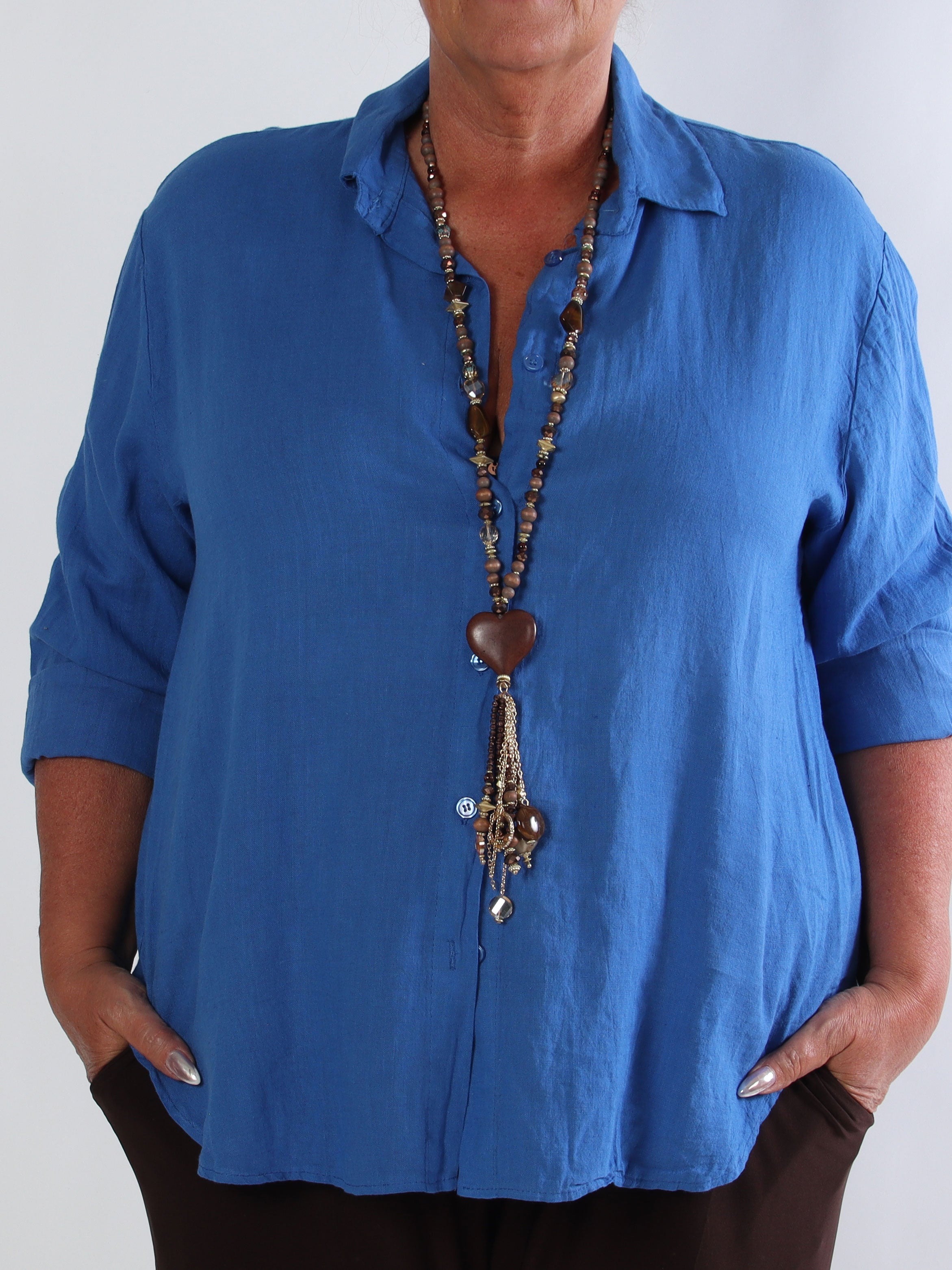 Clara Shirt - Enfärgad plus size skjorta i viskos och linne