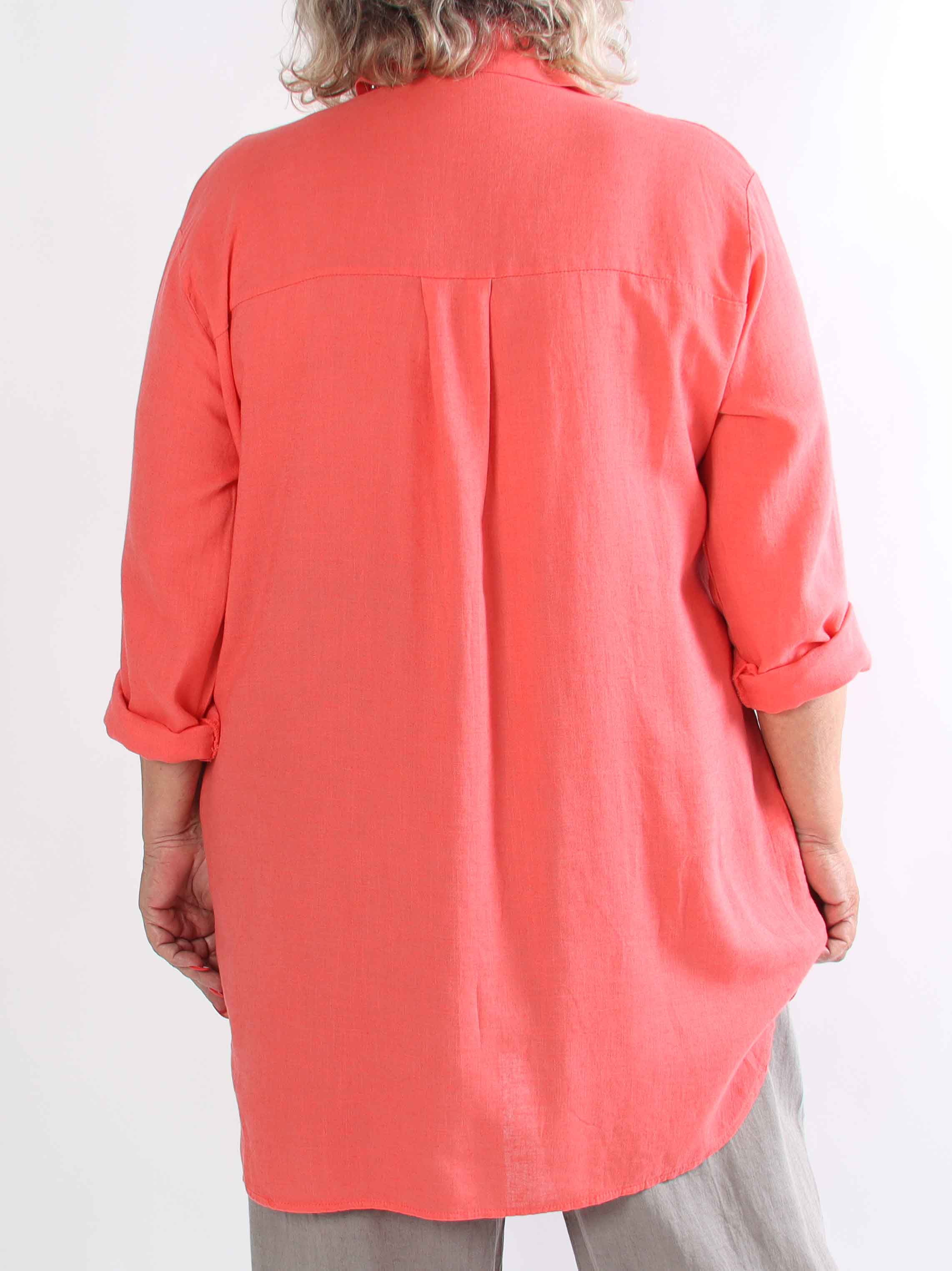 Clara Dress - Plus size skjortekjole i viskose og hør