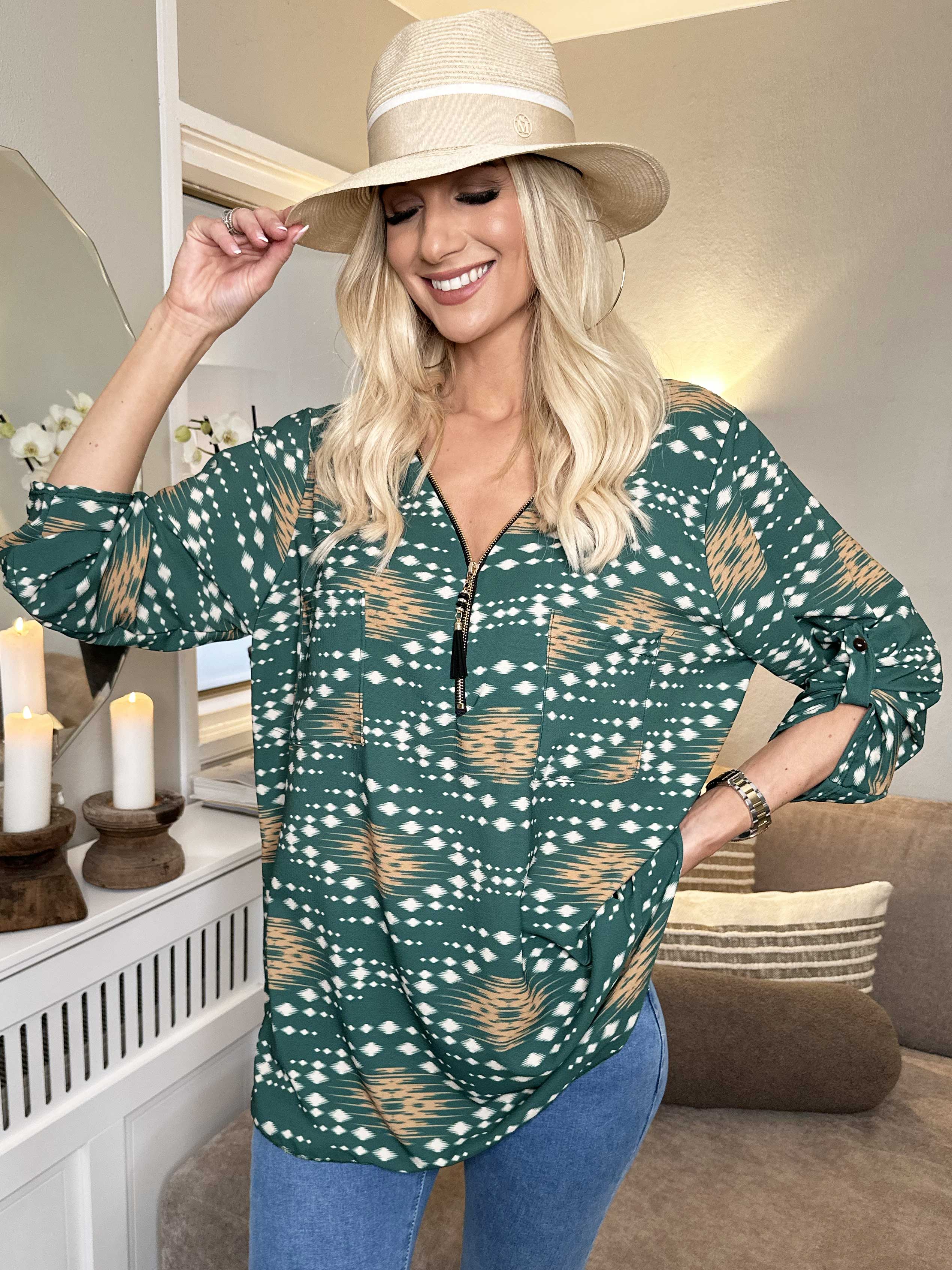 Claudia Pattern - Tunika med tryck och dragkedja
