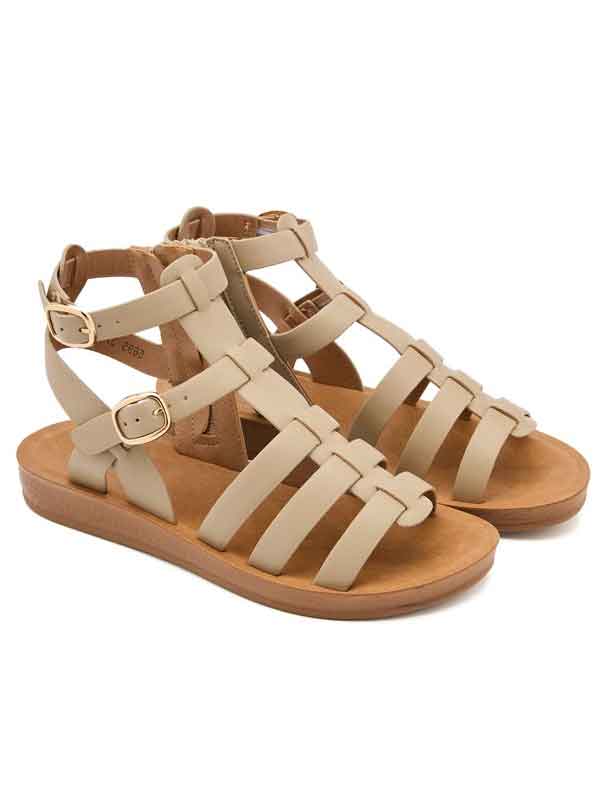 Cleopatra - Gladiator sandaler med to guldspænder