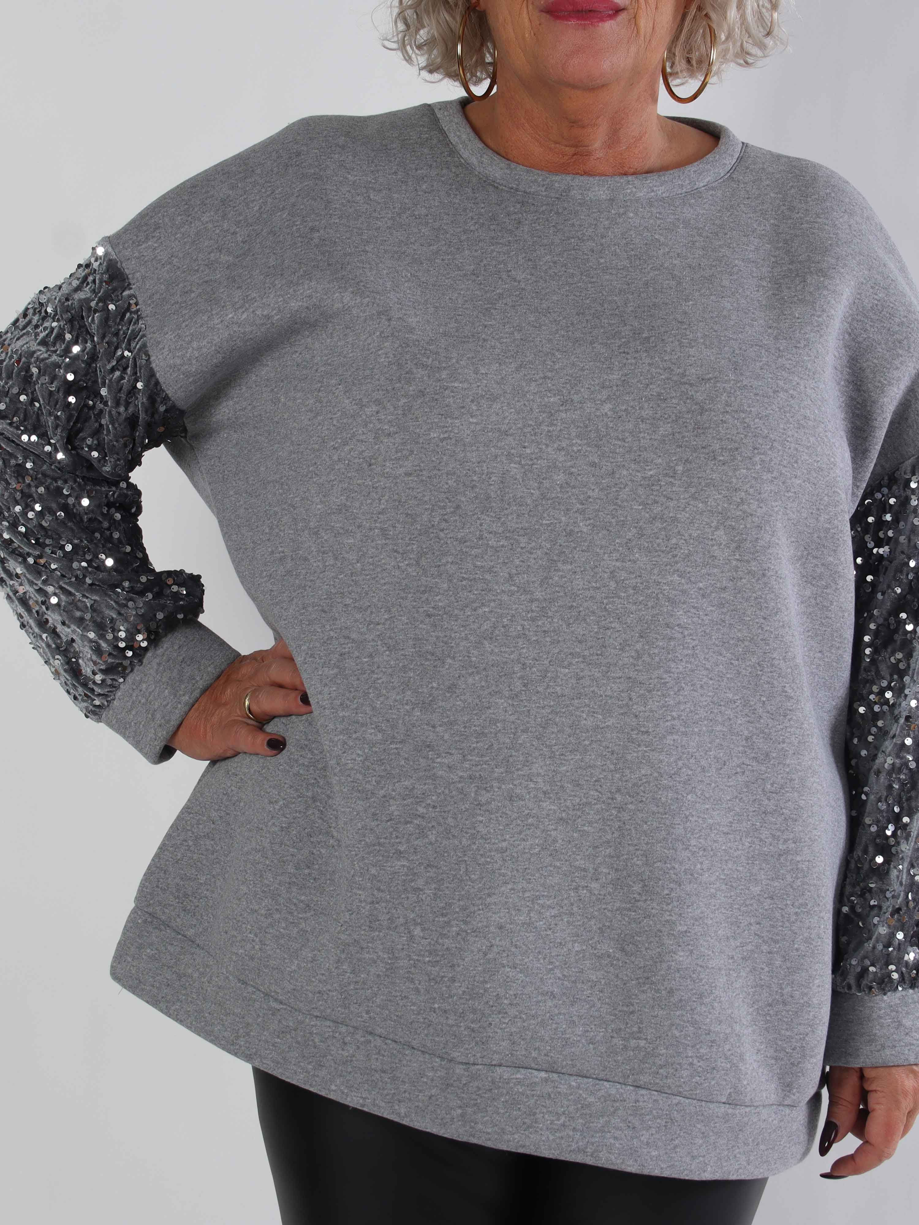 Cytherea - Plus size sweatshirt i bomull med paljetter på ärmarna