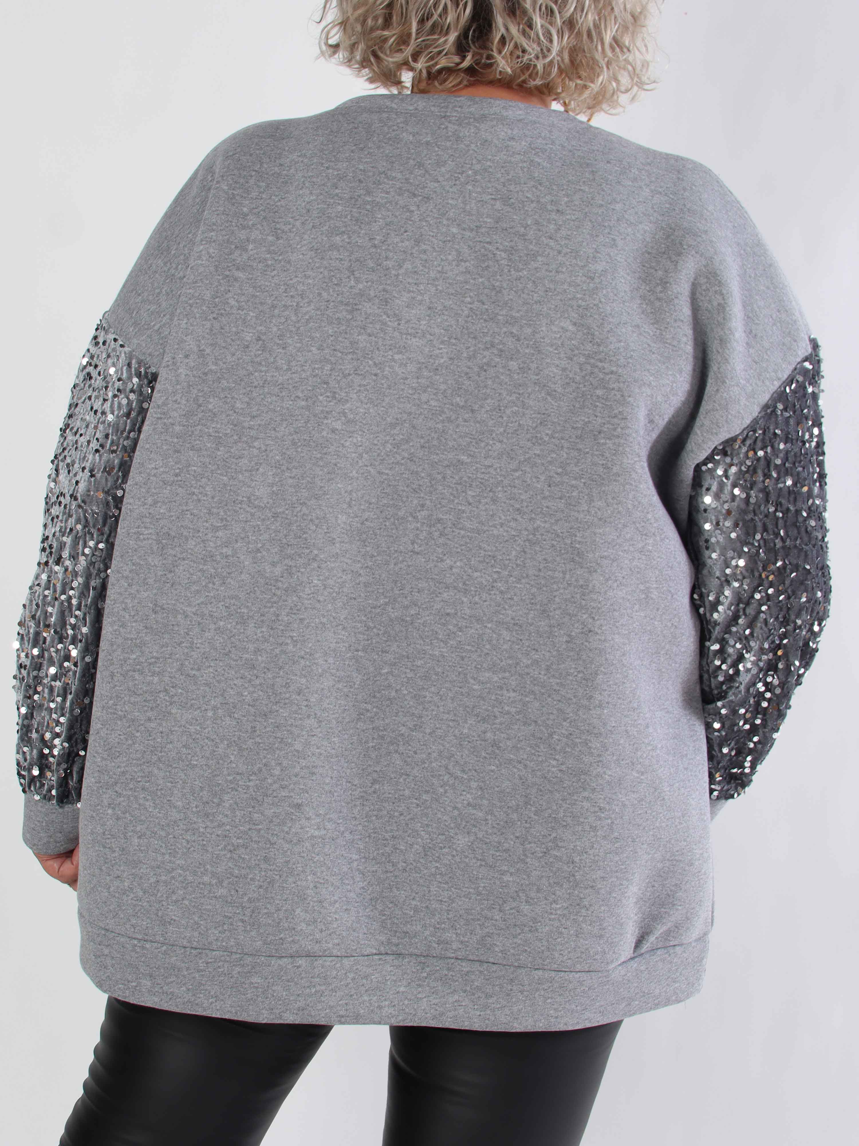 Cytherea - Plus size sweatshirt i bomull med paljetter på ärmarna