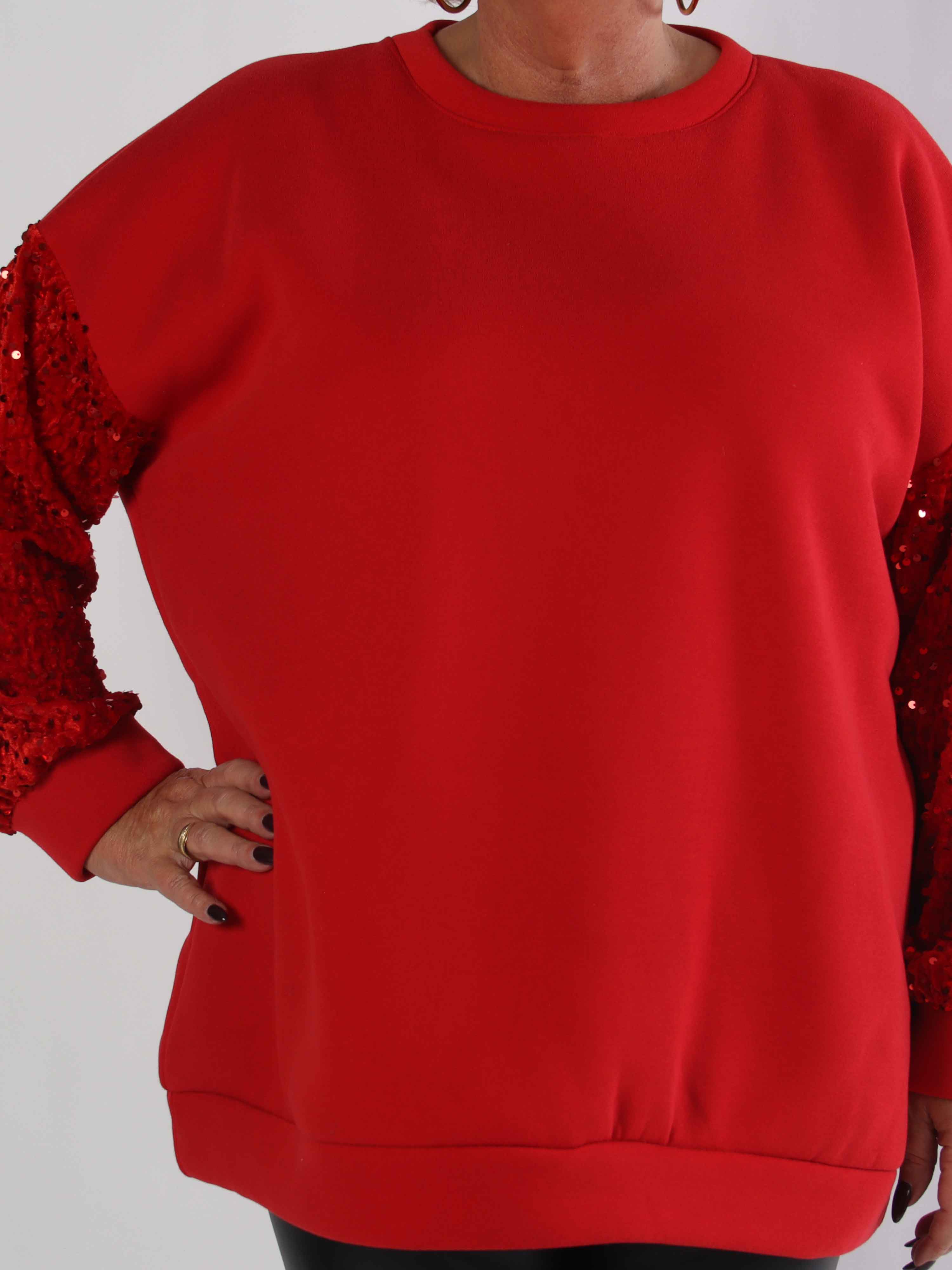 Cytherea - Plus size sweatshirt i bomull med paljetter på ärmarna
