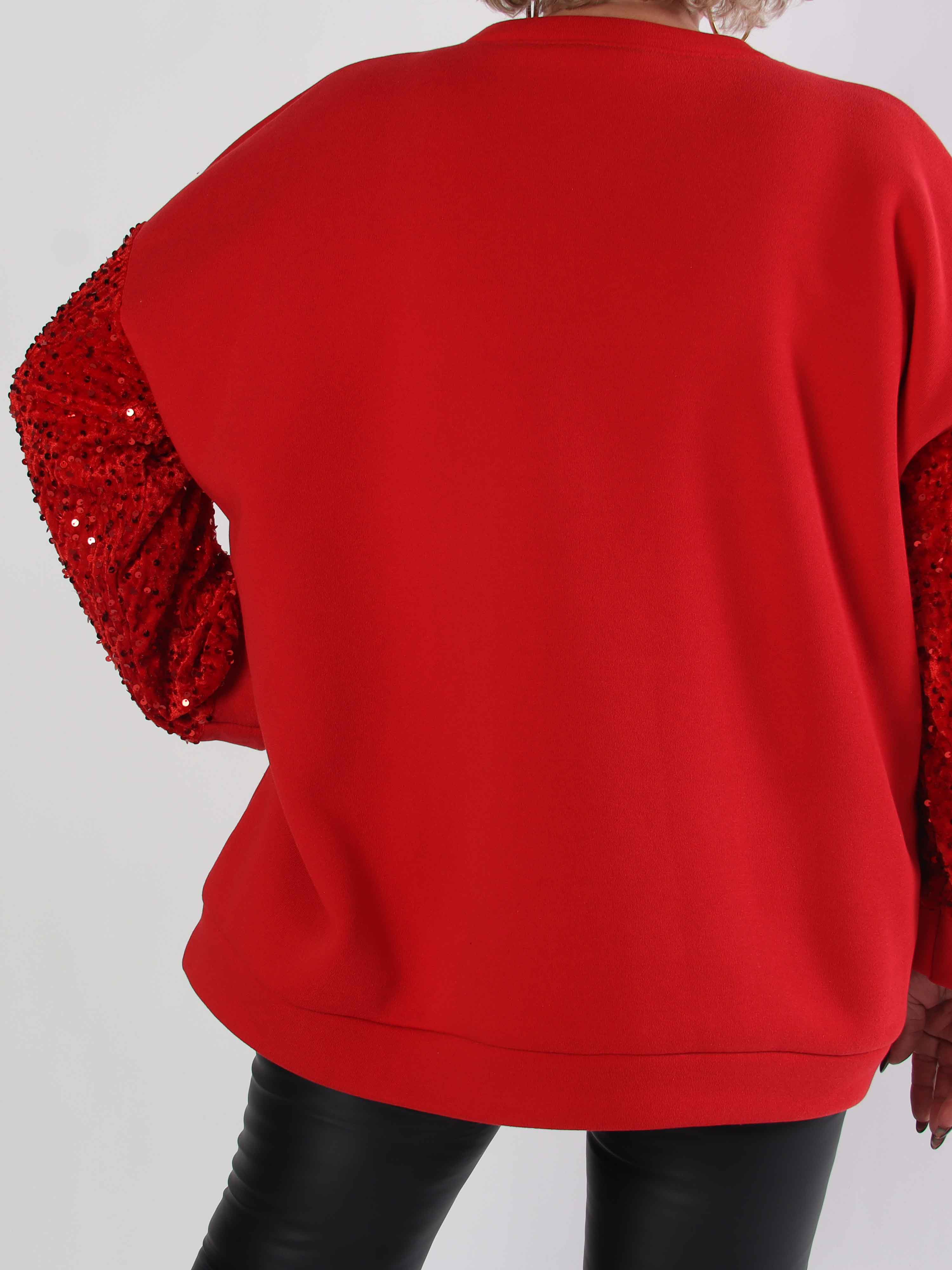 Cytherea - Plus size sweatshirt i bomull med paljetter på ärmarna