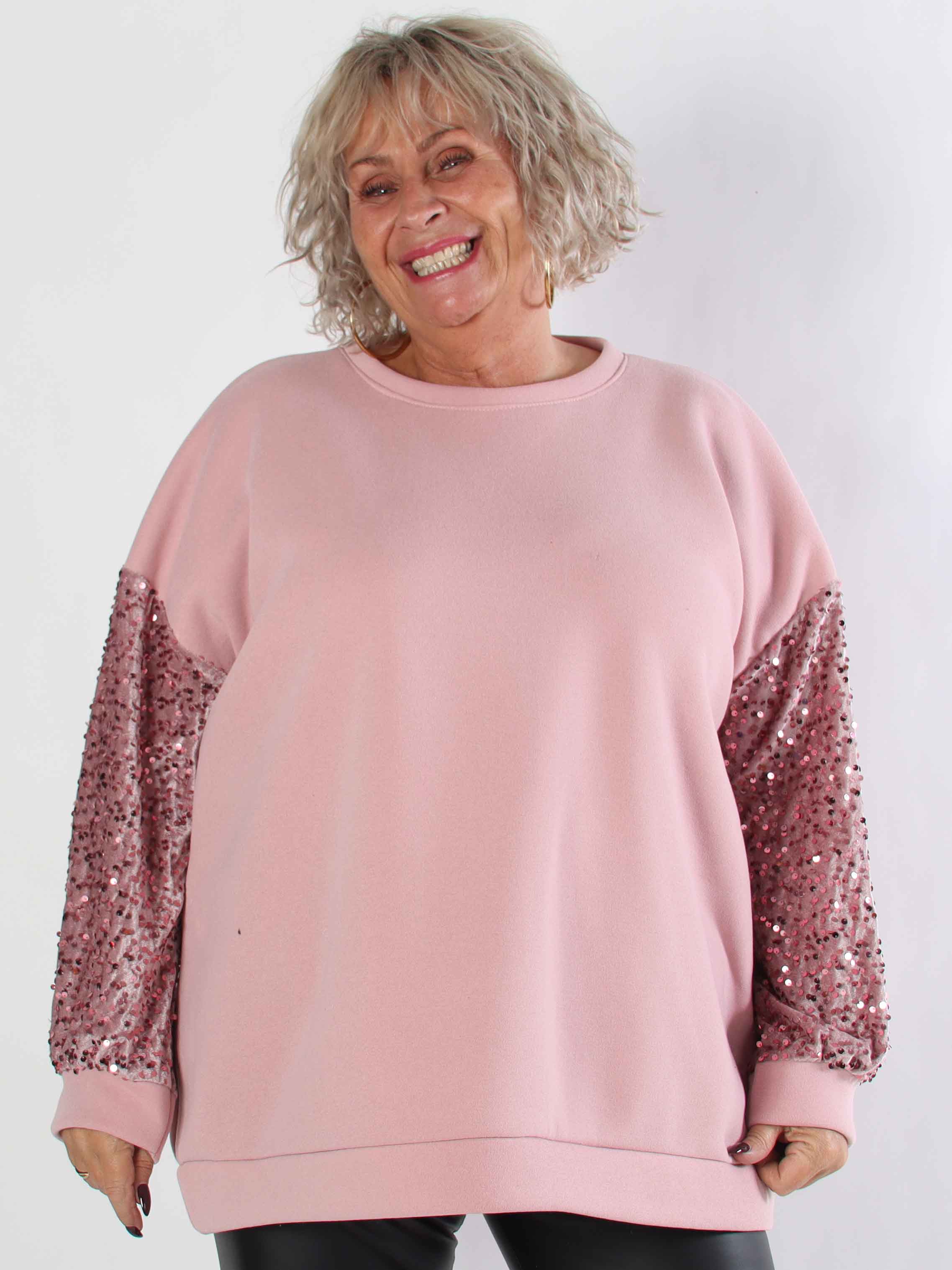Cytherea - Plus size sweatshirt i bomull med paljetter på ärmarna