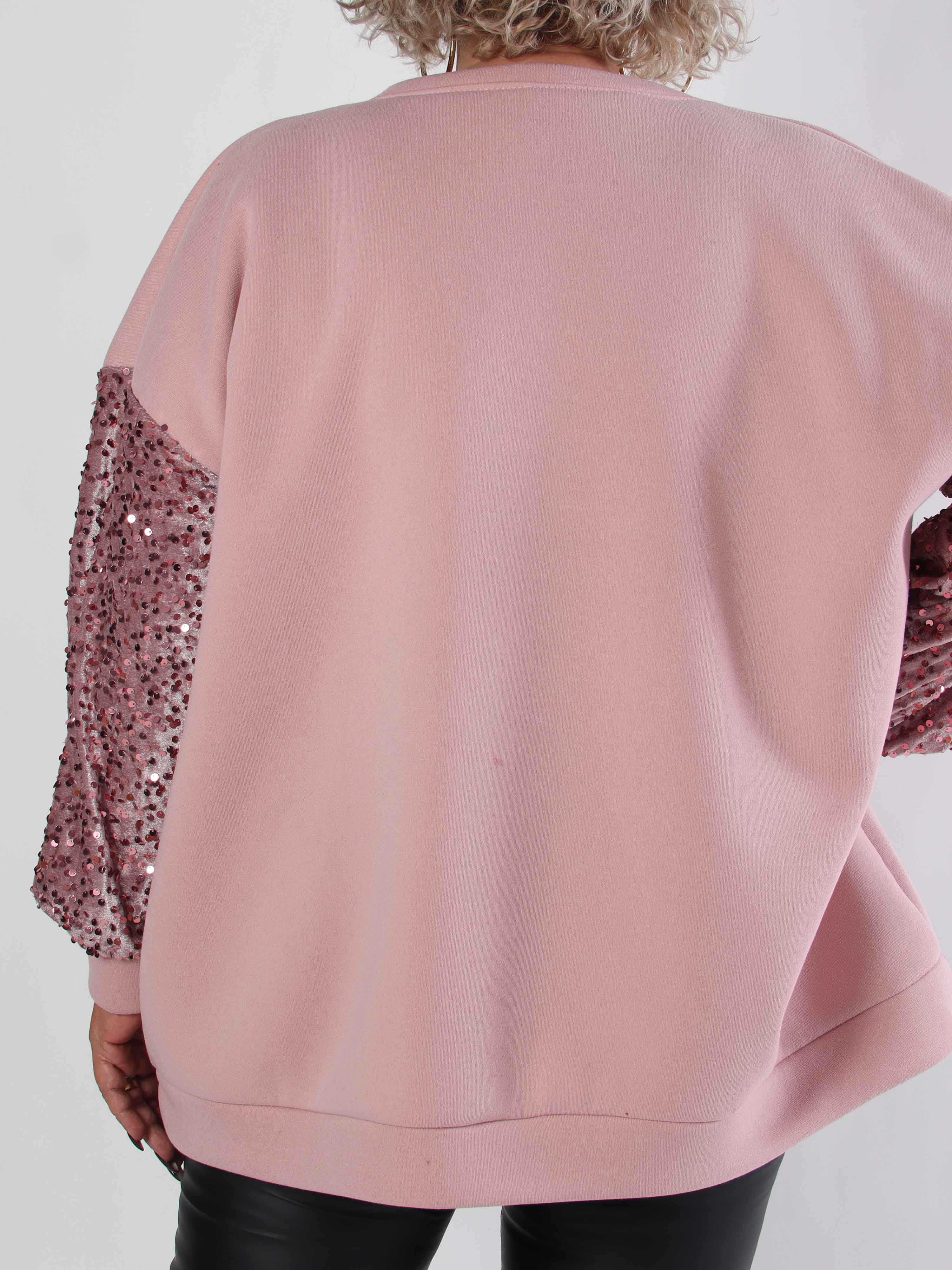 Cytherea - Plus size sweatshirt i bomull med paljetter på ärmarna