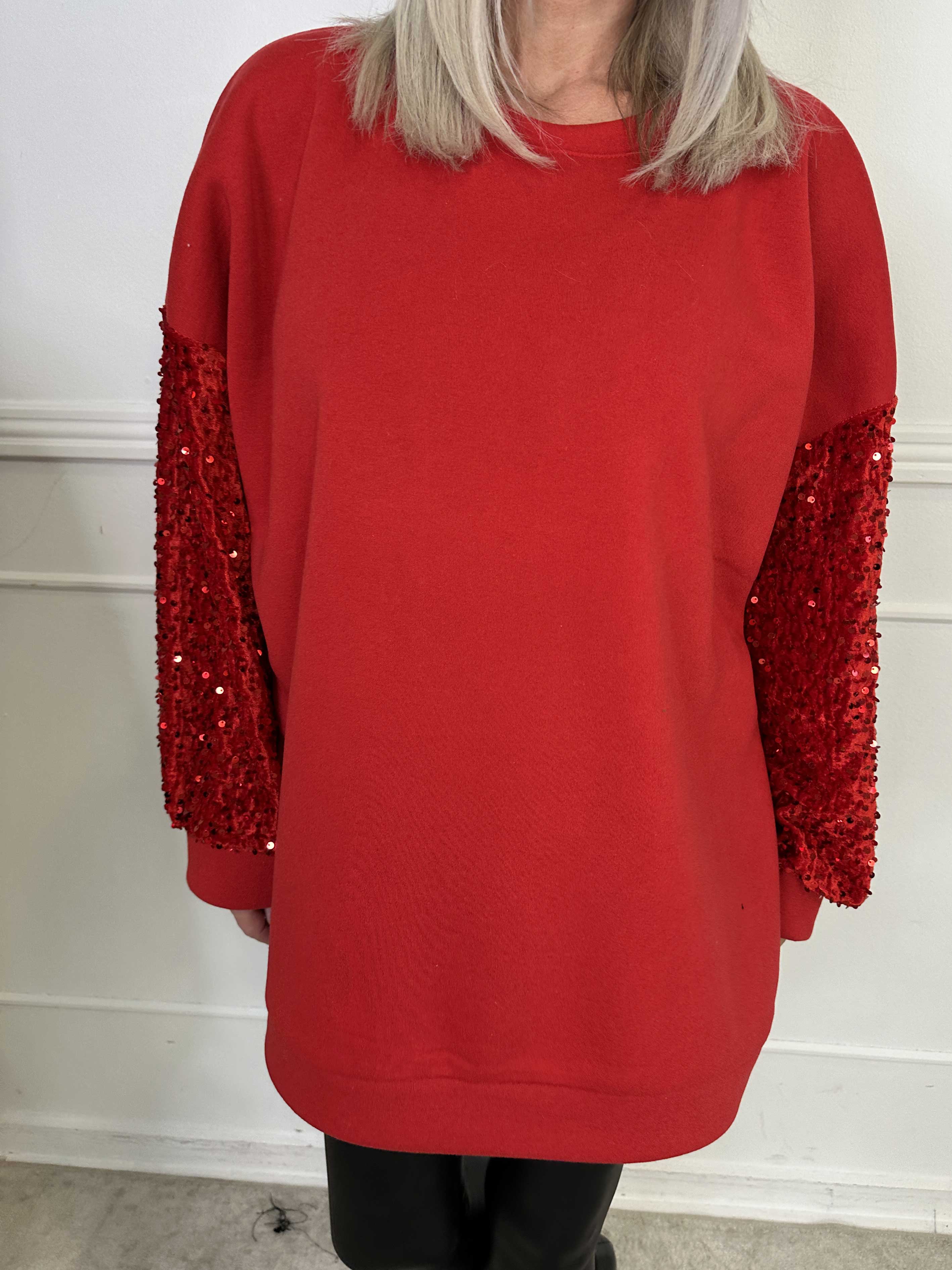 Cytherea - Oversized sweatshirt i bomull med paljetter på ärmarna