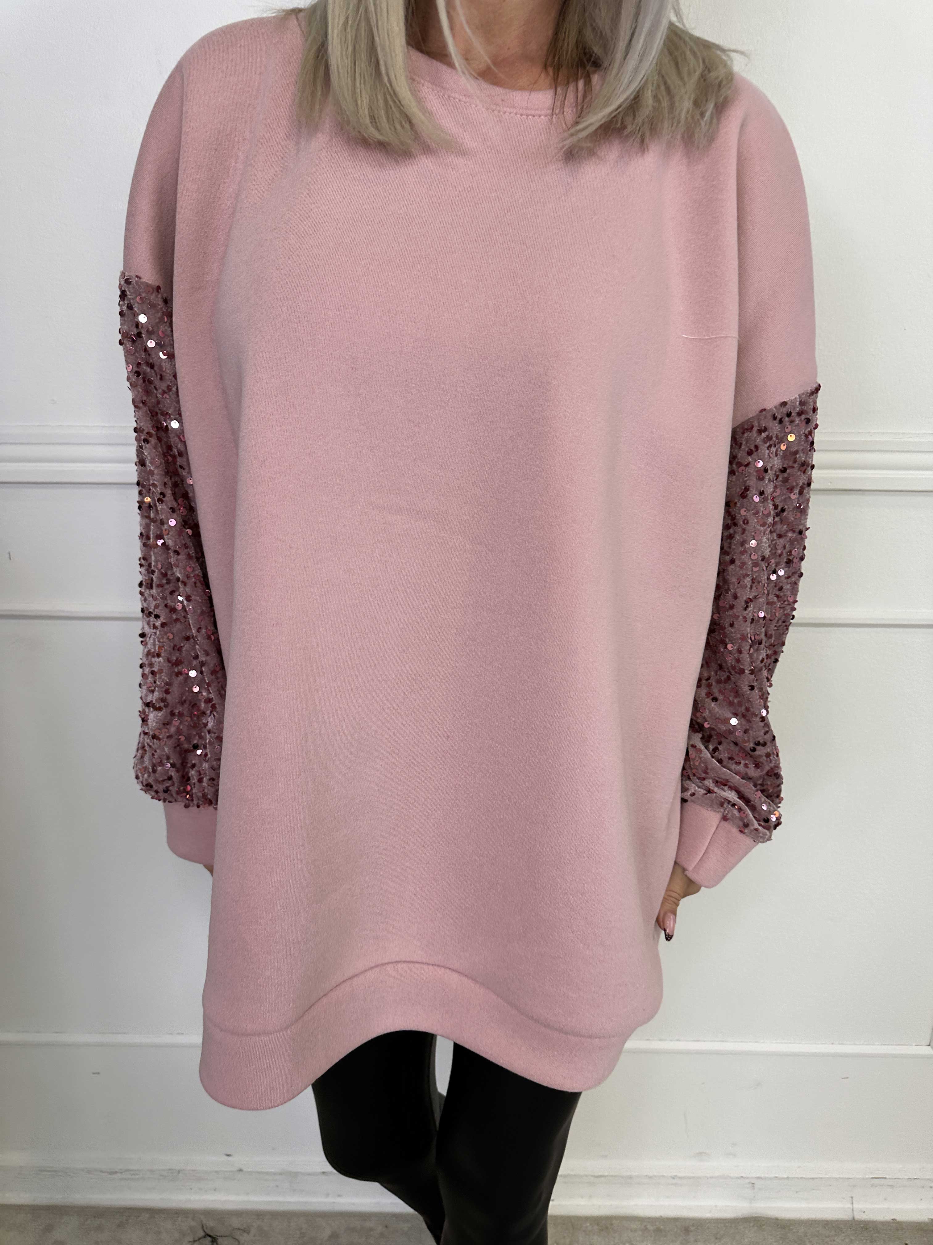 Cytherea - Oversized sweatshirt i bomull med paljetter på ärmarna