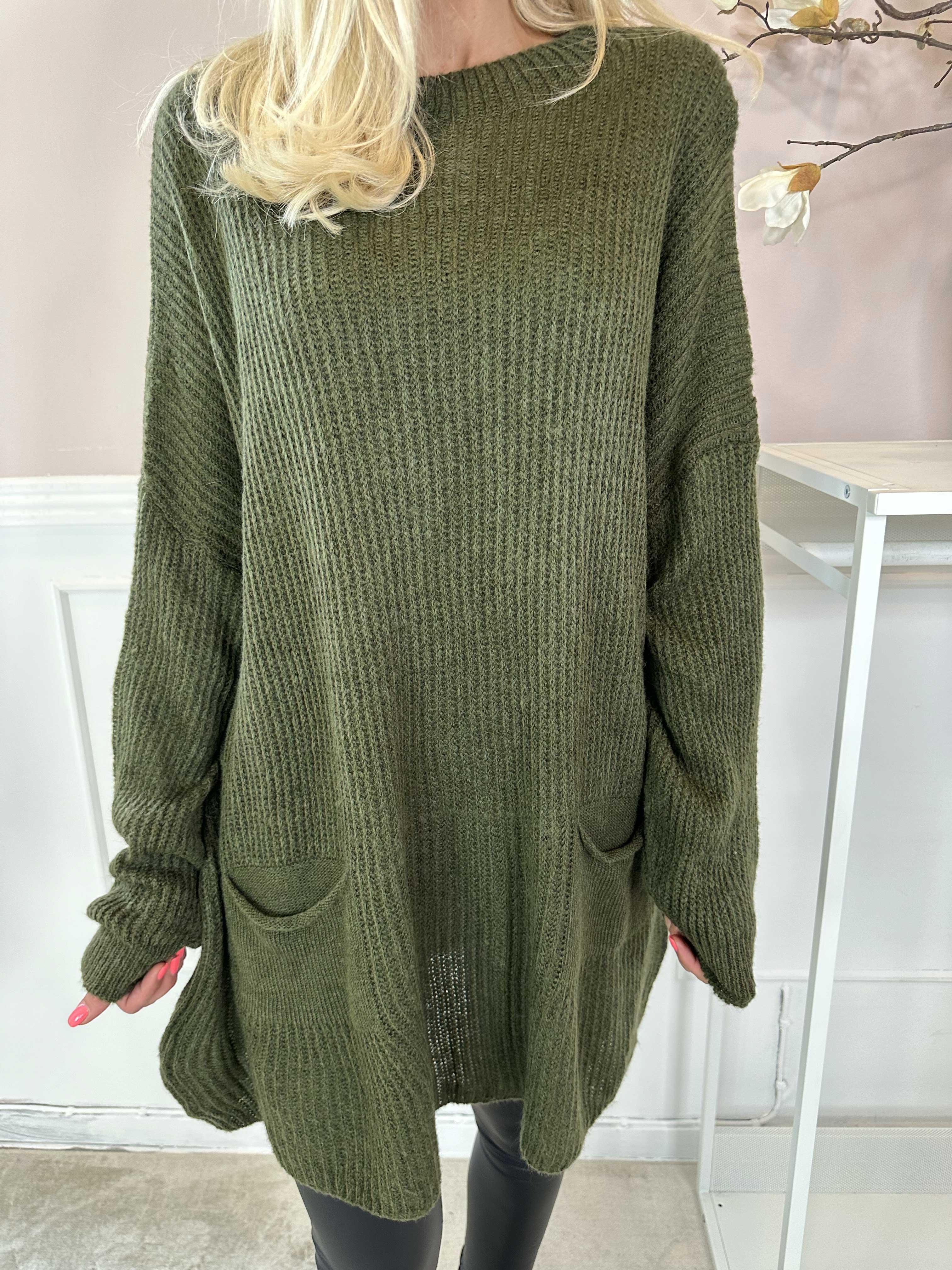 Dakota - Lång stickad blus med fickor