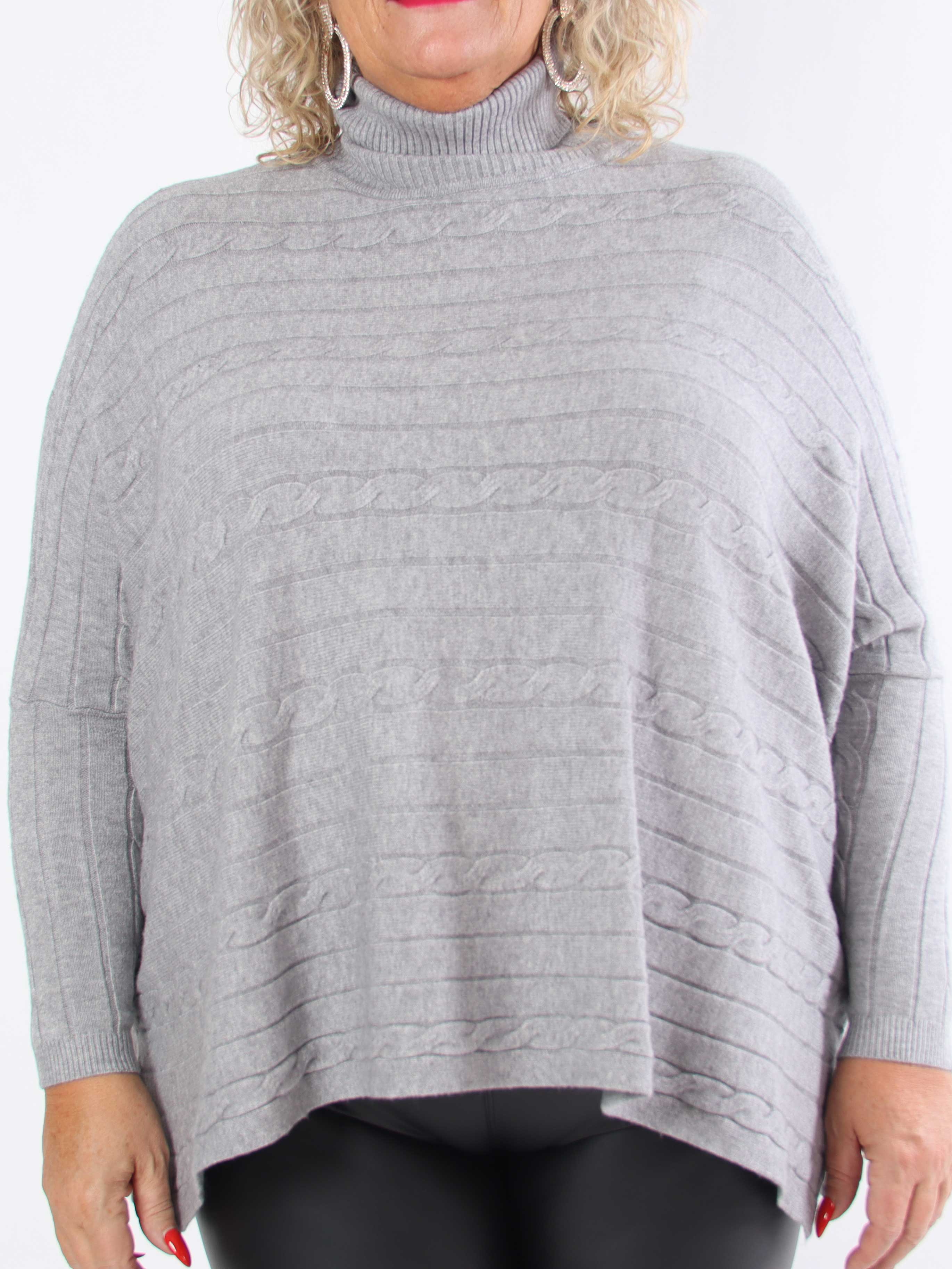Diamond - Söt mjuk stretchig plus size stickad tröja med polokrage