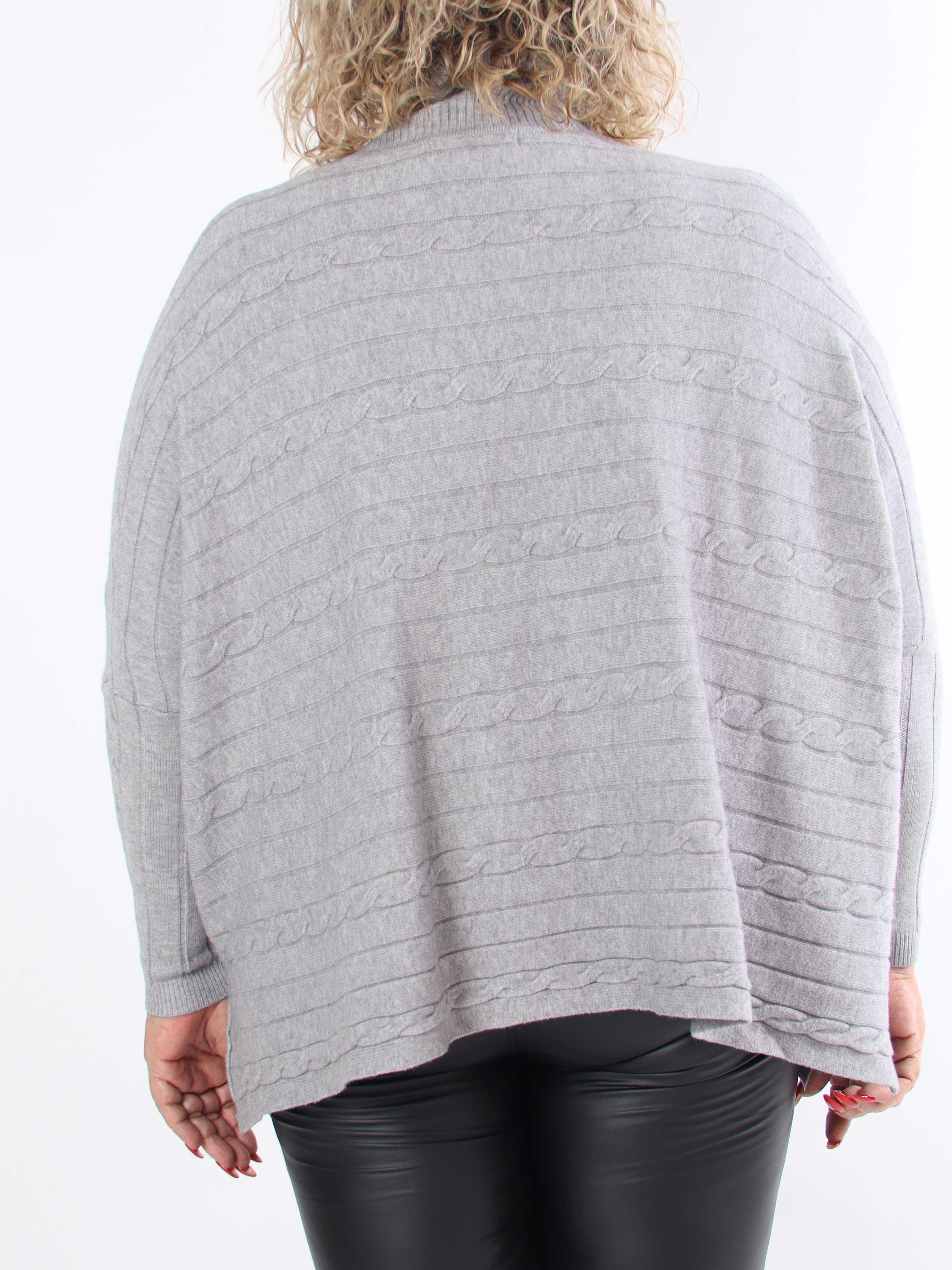 Diamond - Söt mjuk stretchig plus size stickad tröja med polokrage