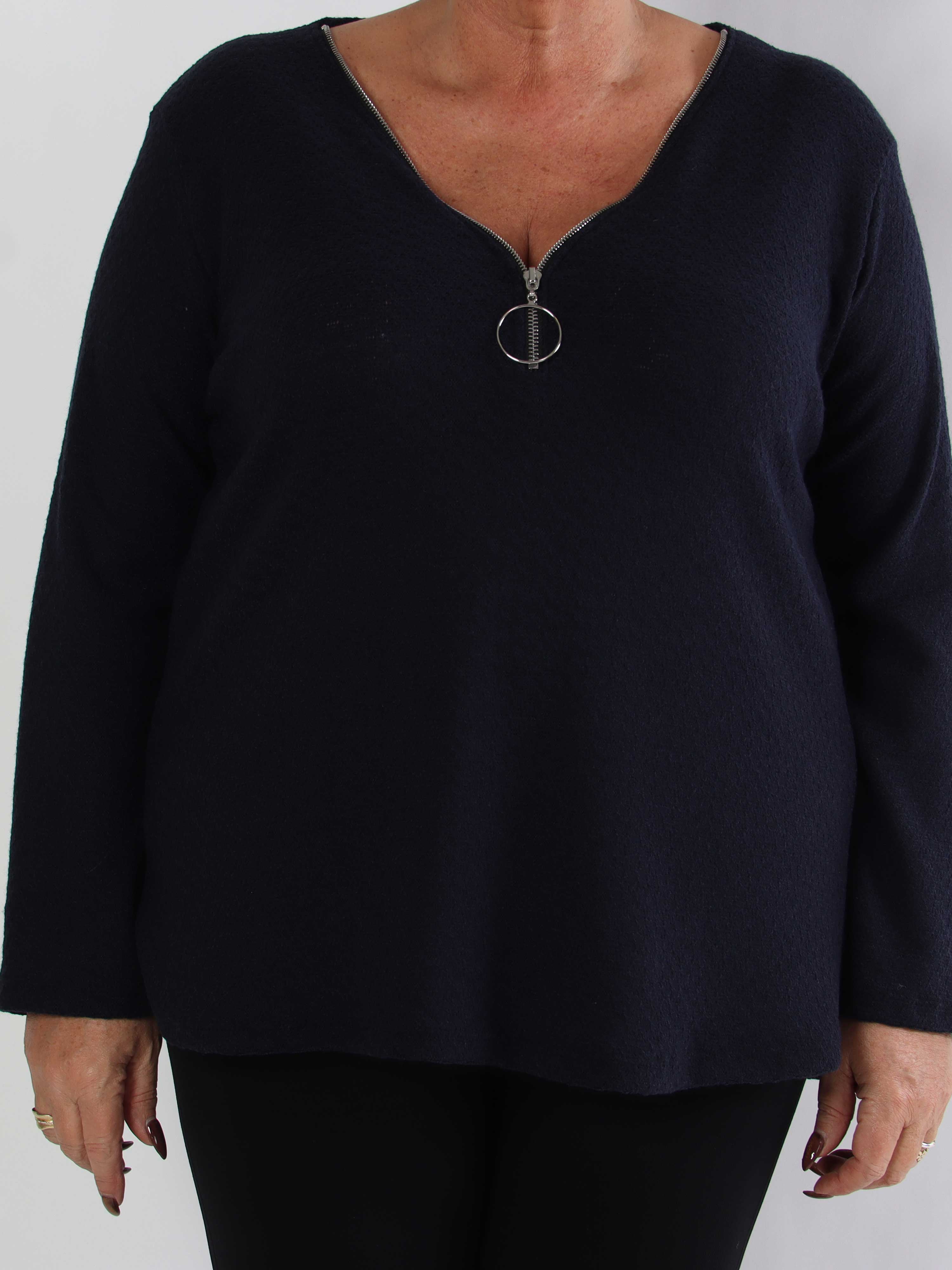 Dido - Enkel plus size tröja med dragkedja