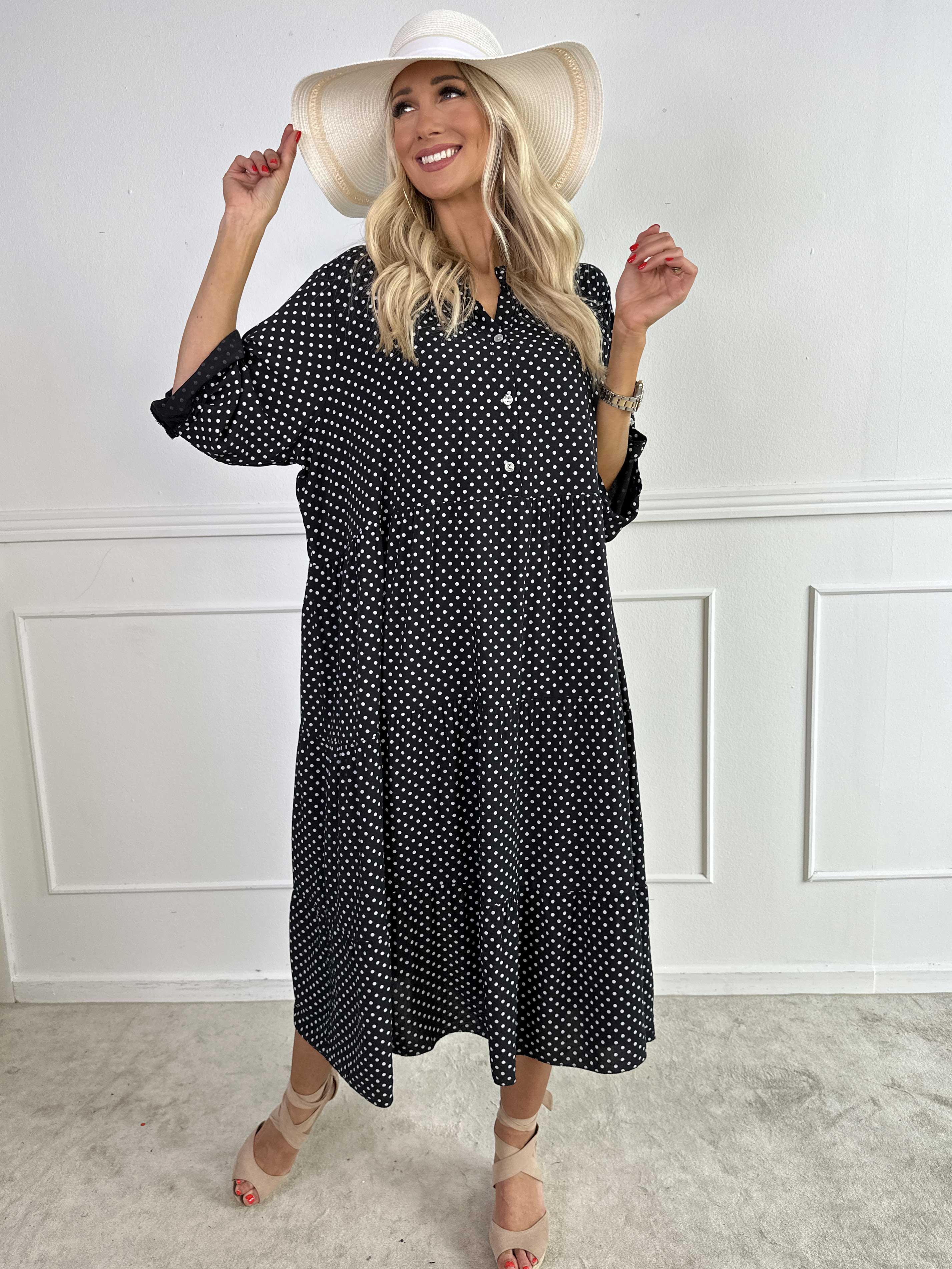 Dotti - Klänning med lager på lager-look i viskos