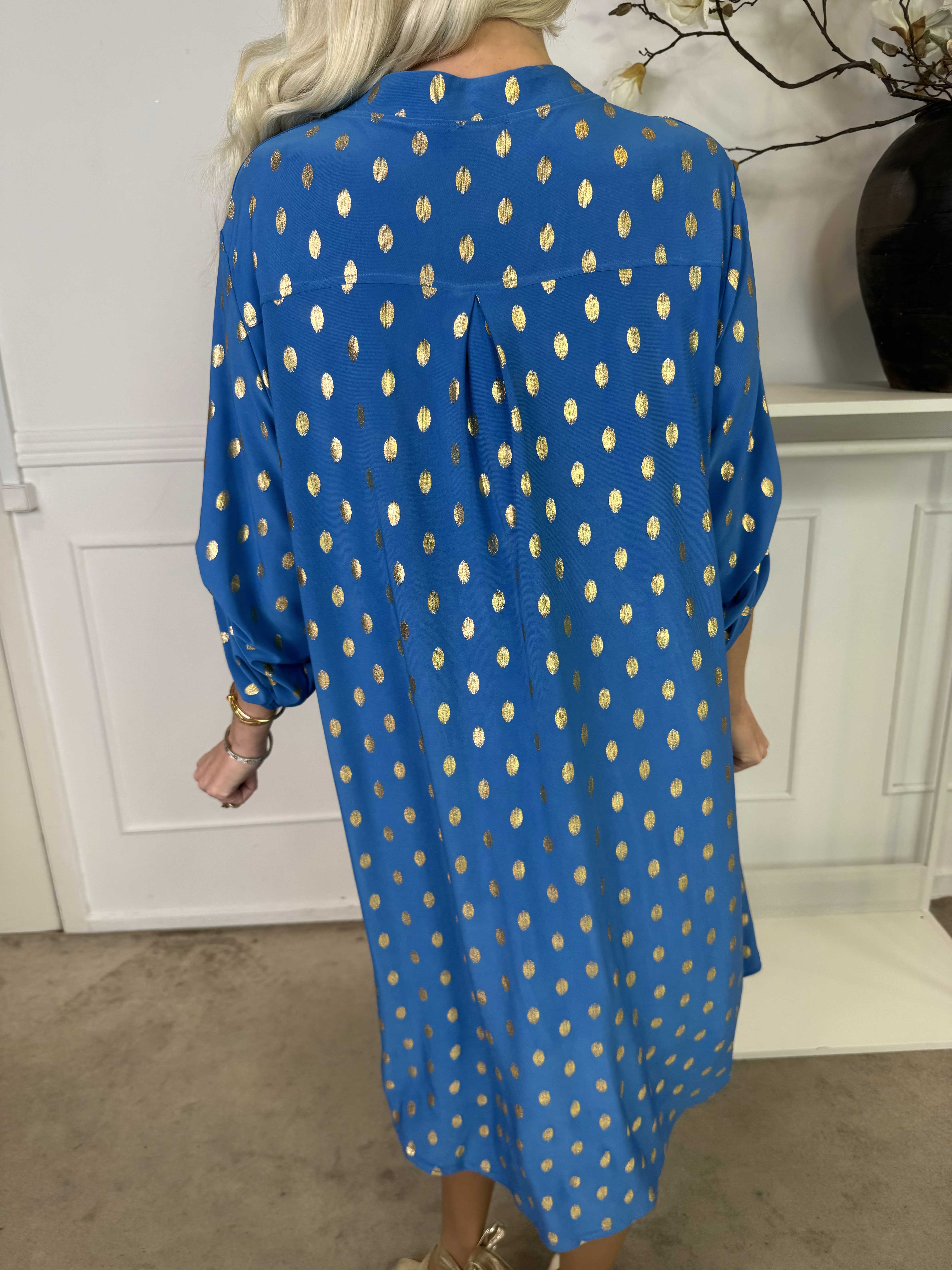 Ebba Gold Long - Elastisk klänning med guldprickar