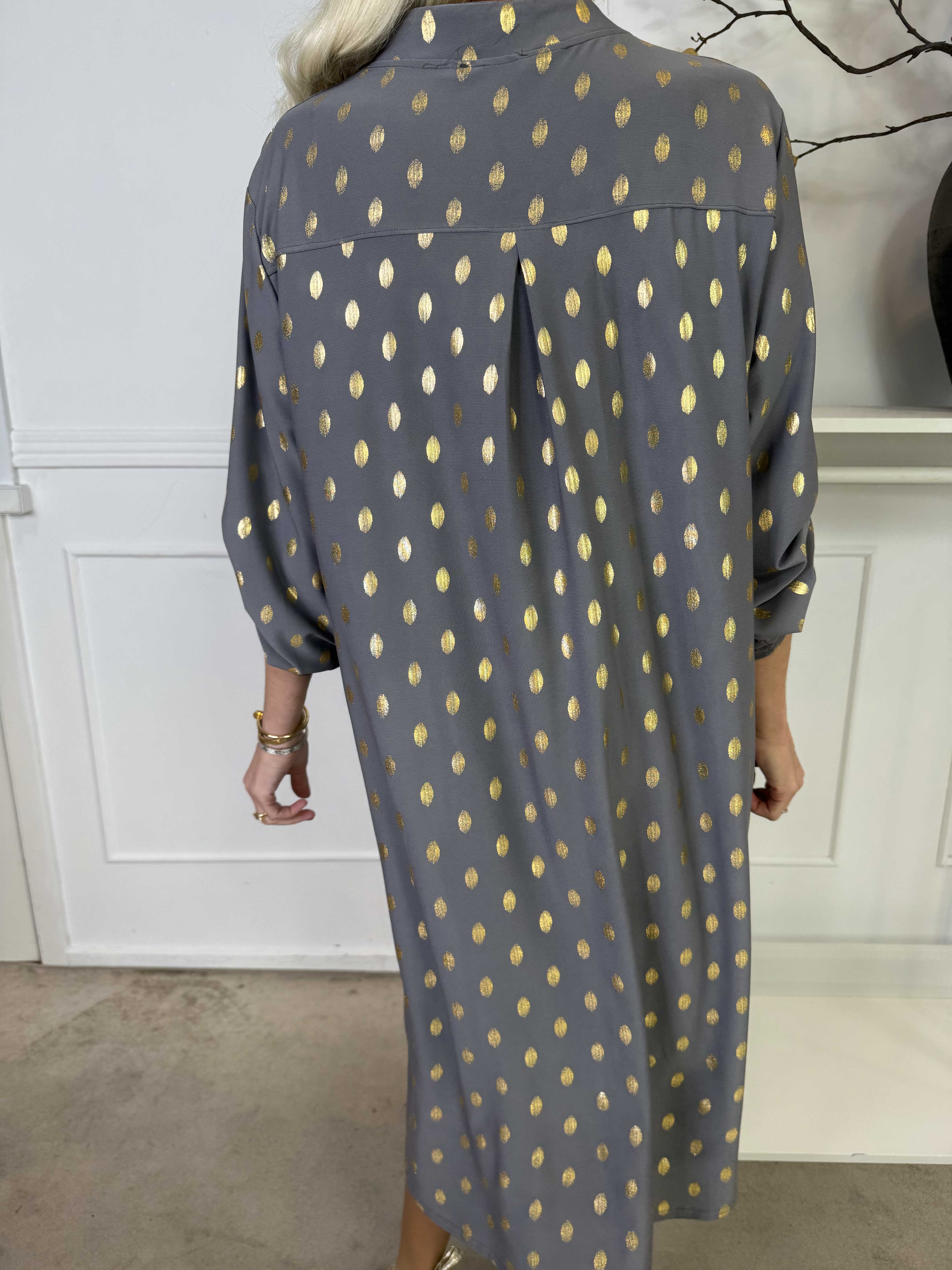 Ebba Gold Long - Elastisk klänning med guldprickar