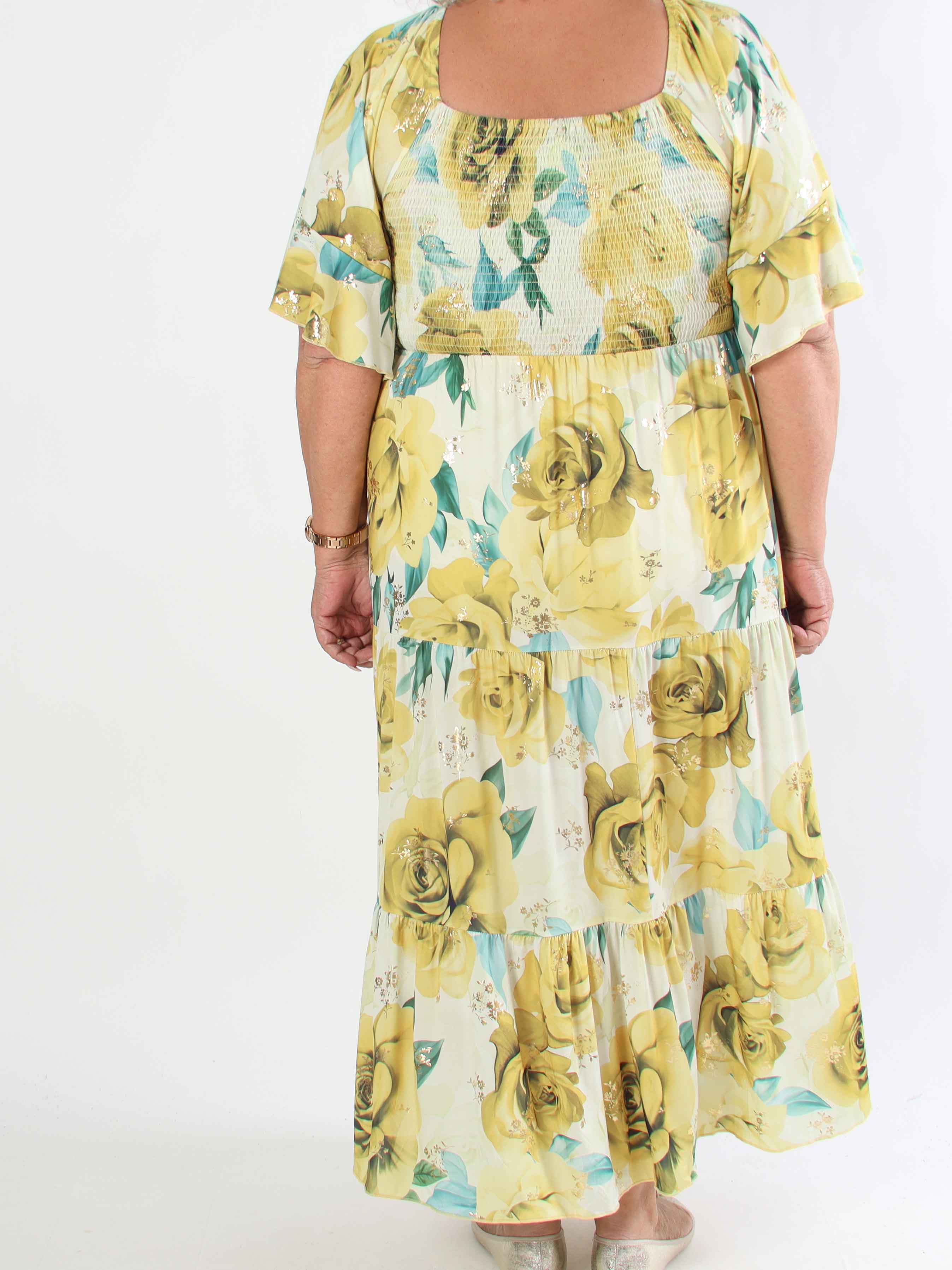 Elna Flower - Plus size elastisk klänning med resår över bysten