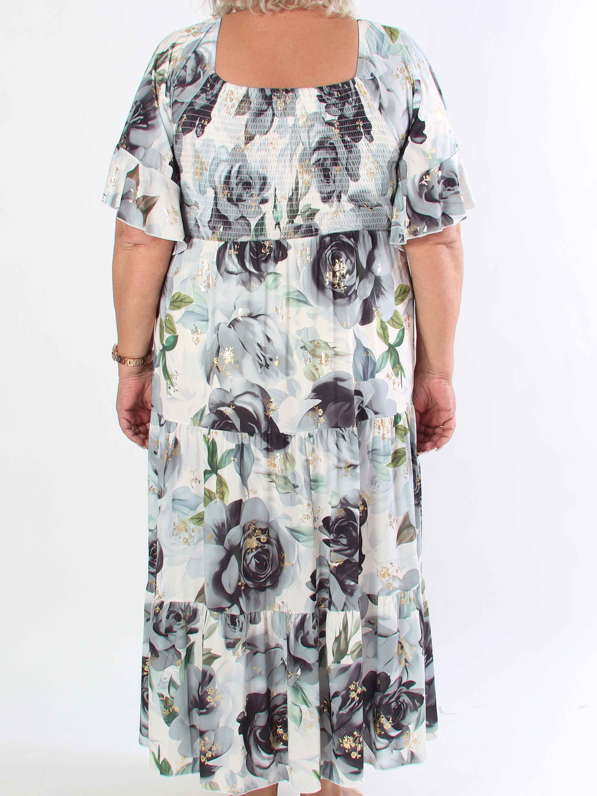 Elna Flower - Plus size elastisk klänning med resår över bysten