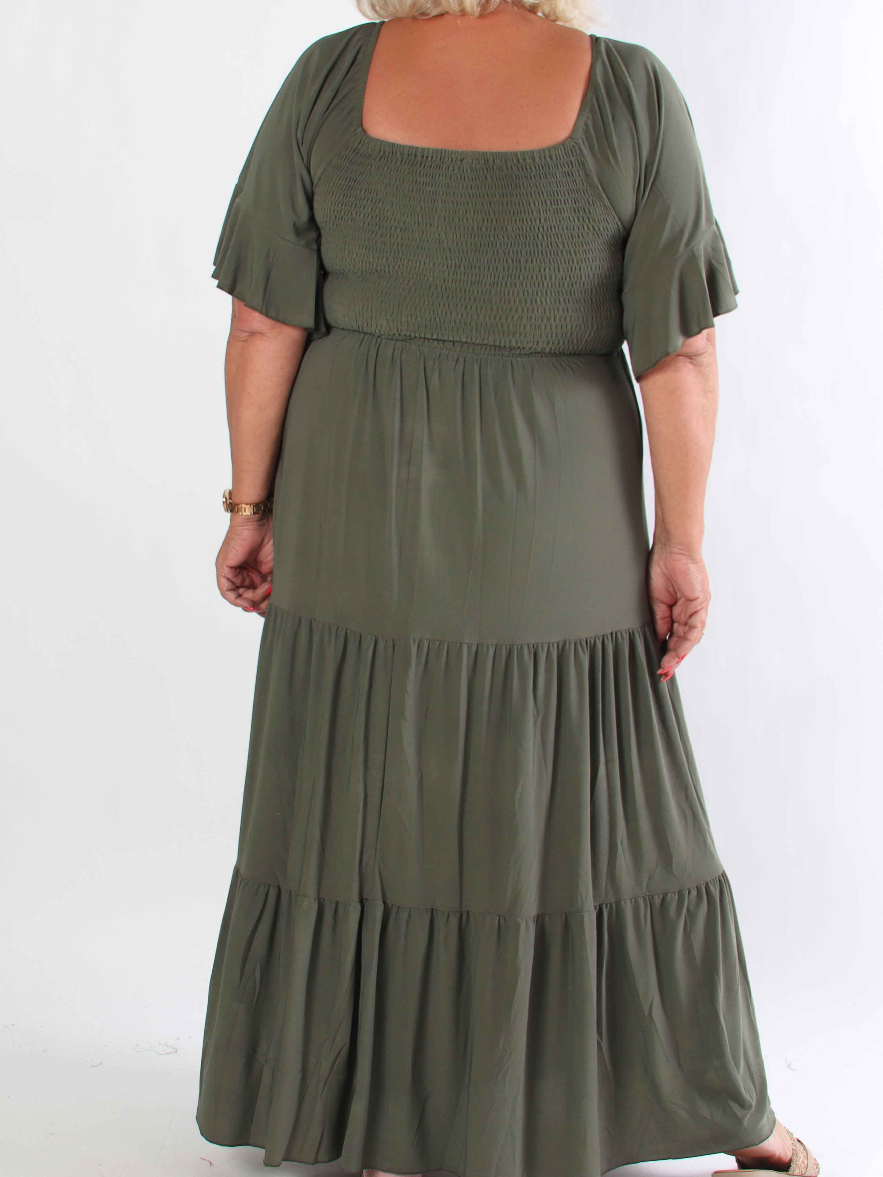 Elna Plain - Elastisk plain plus size klänning med resår över bystet