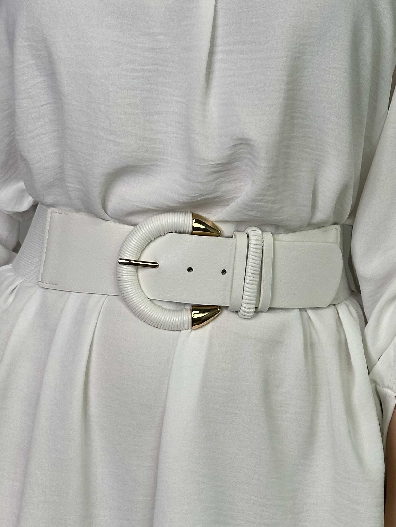 Emily - Elastiskt midjebälte med detaljer i läderlook