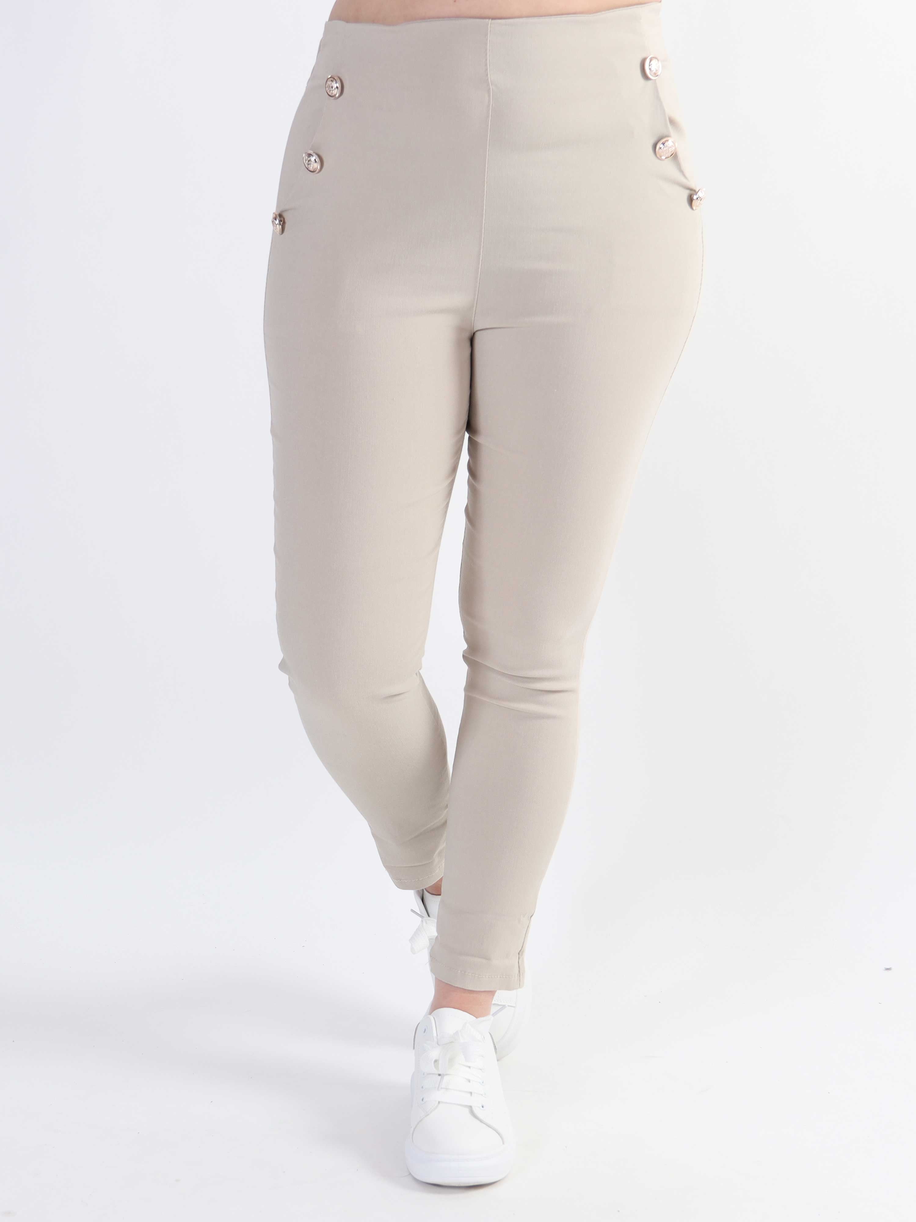 Emma - Leggings med resår i midjan och guldfärgade knappar