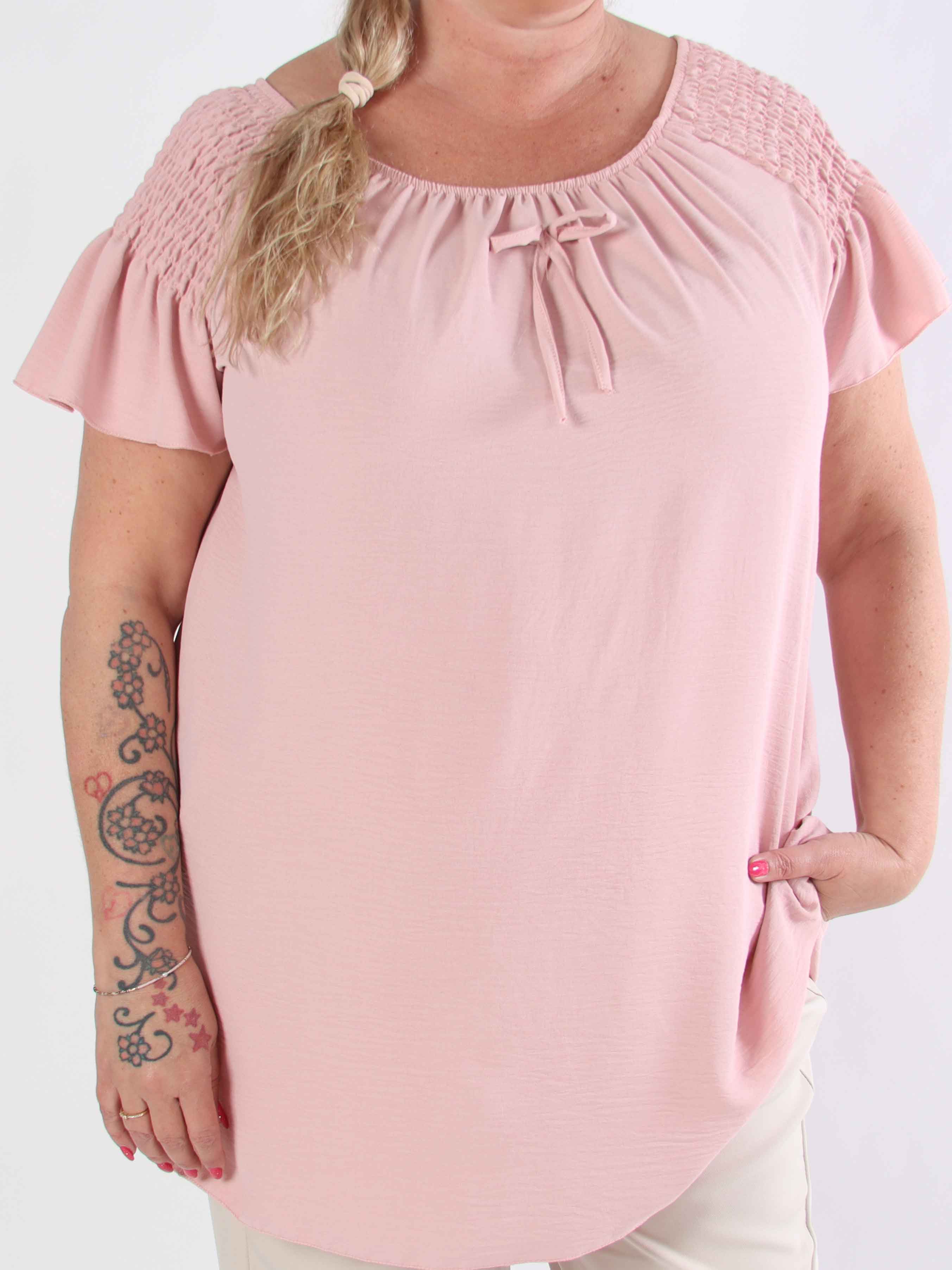 Esther - Plus size-tunika med volangärmar och elastisk halsringning