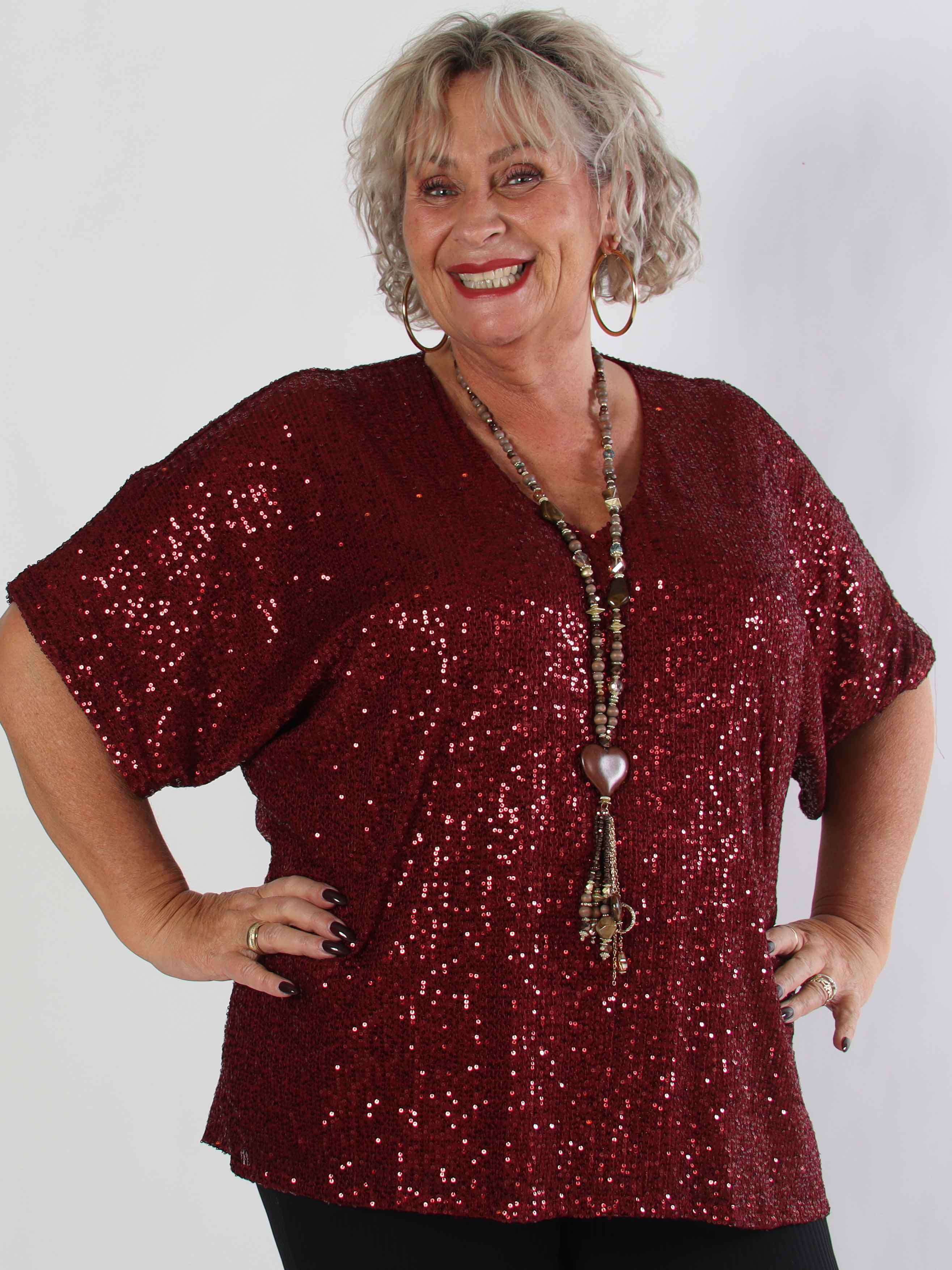 Evandie - Söt glittrande plus size tunika med paljetter