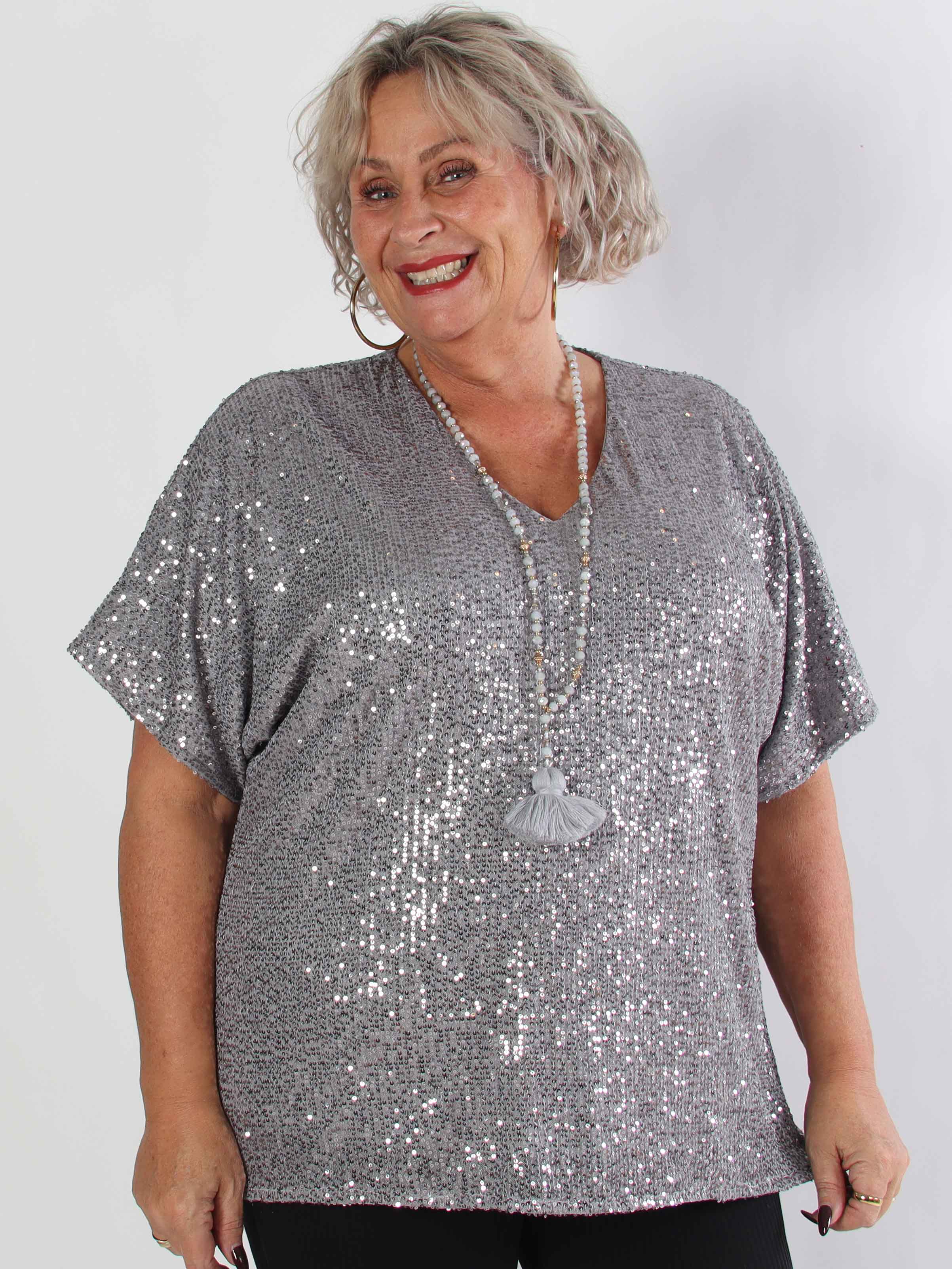 Evandie - Söt glittrande plus size tunika med paljetter