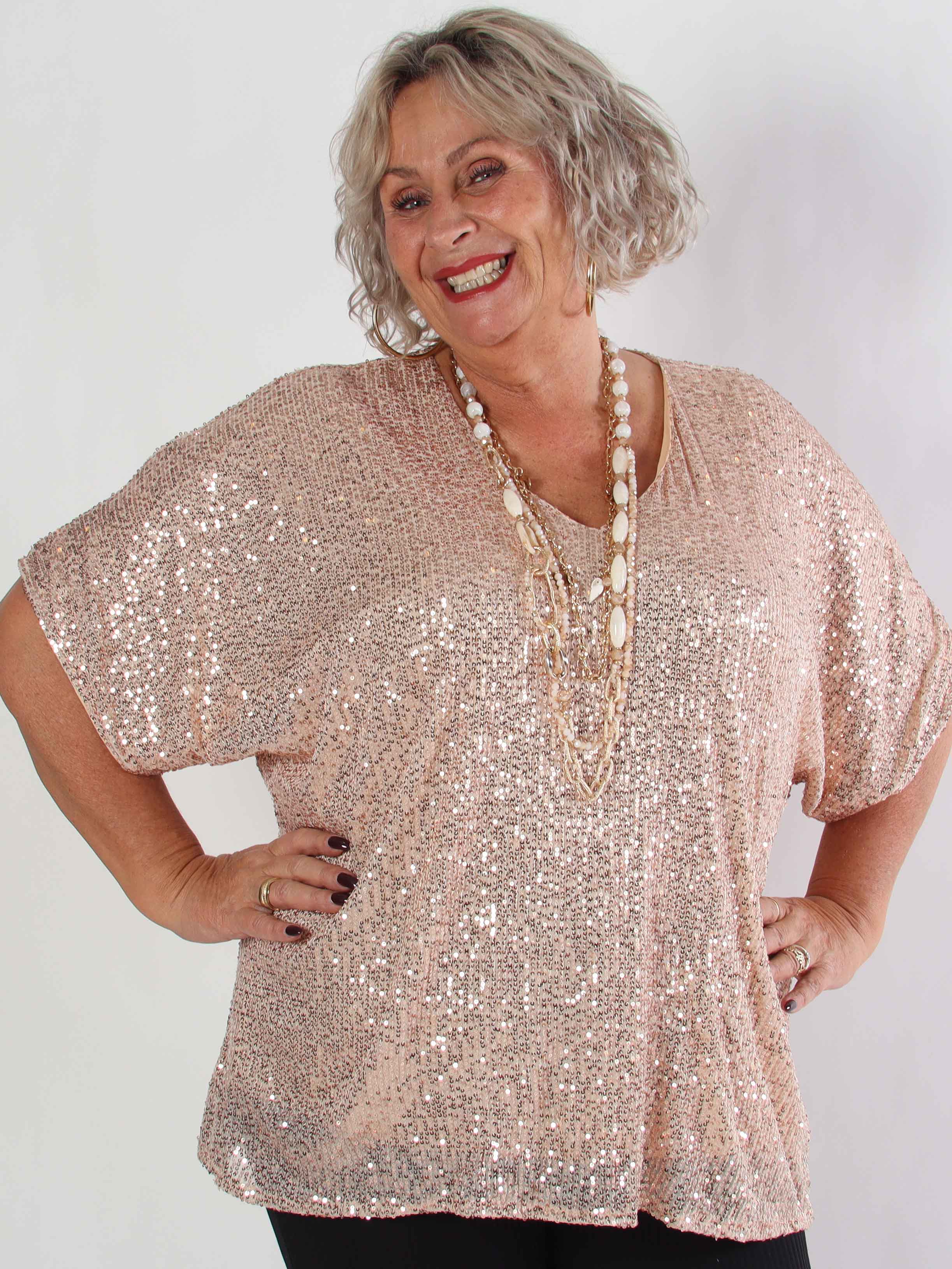 Evandie - Söt glittrande plus size tunika med paljetter