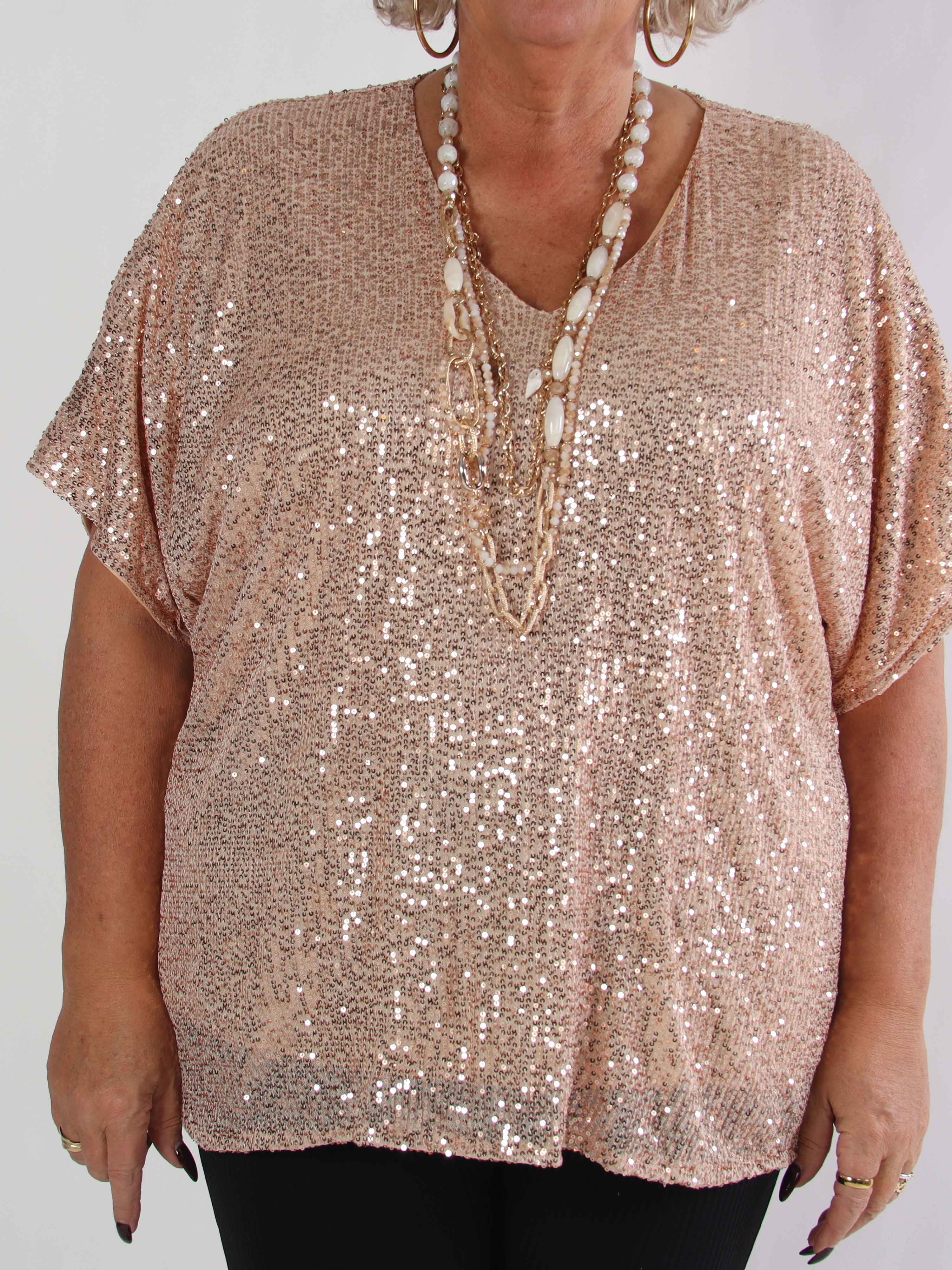 Evandie - Söt glittrande plus size tunika med paljetter