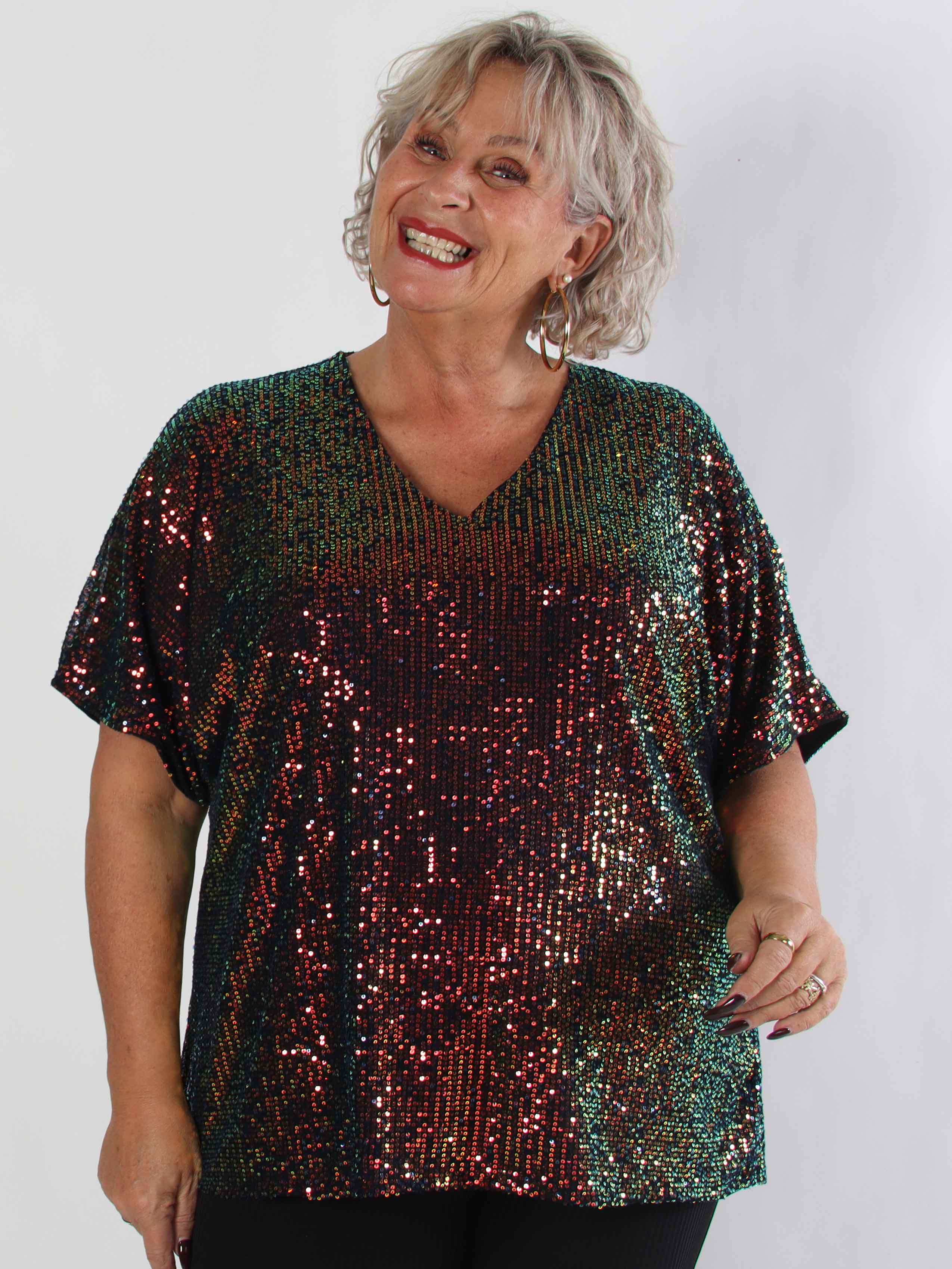 Evandie - Söt glittrande plus size tunika med paljetter