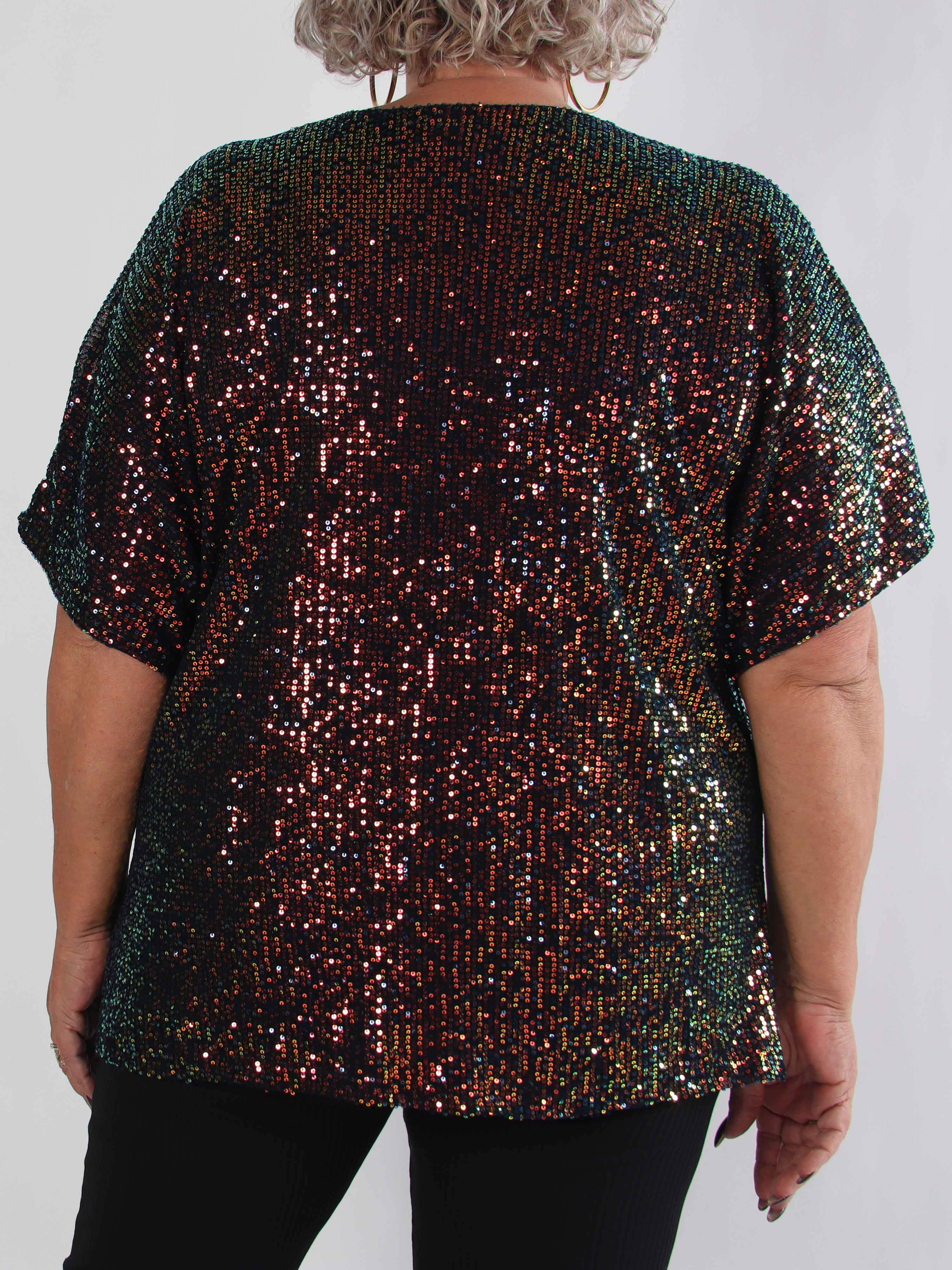 Evandie - Söt glittrande plus size tunika med paljetter