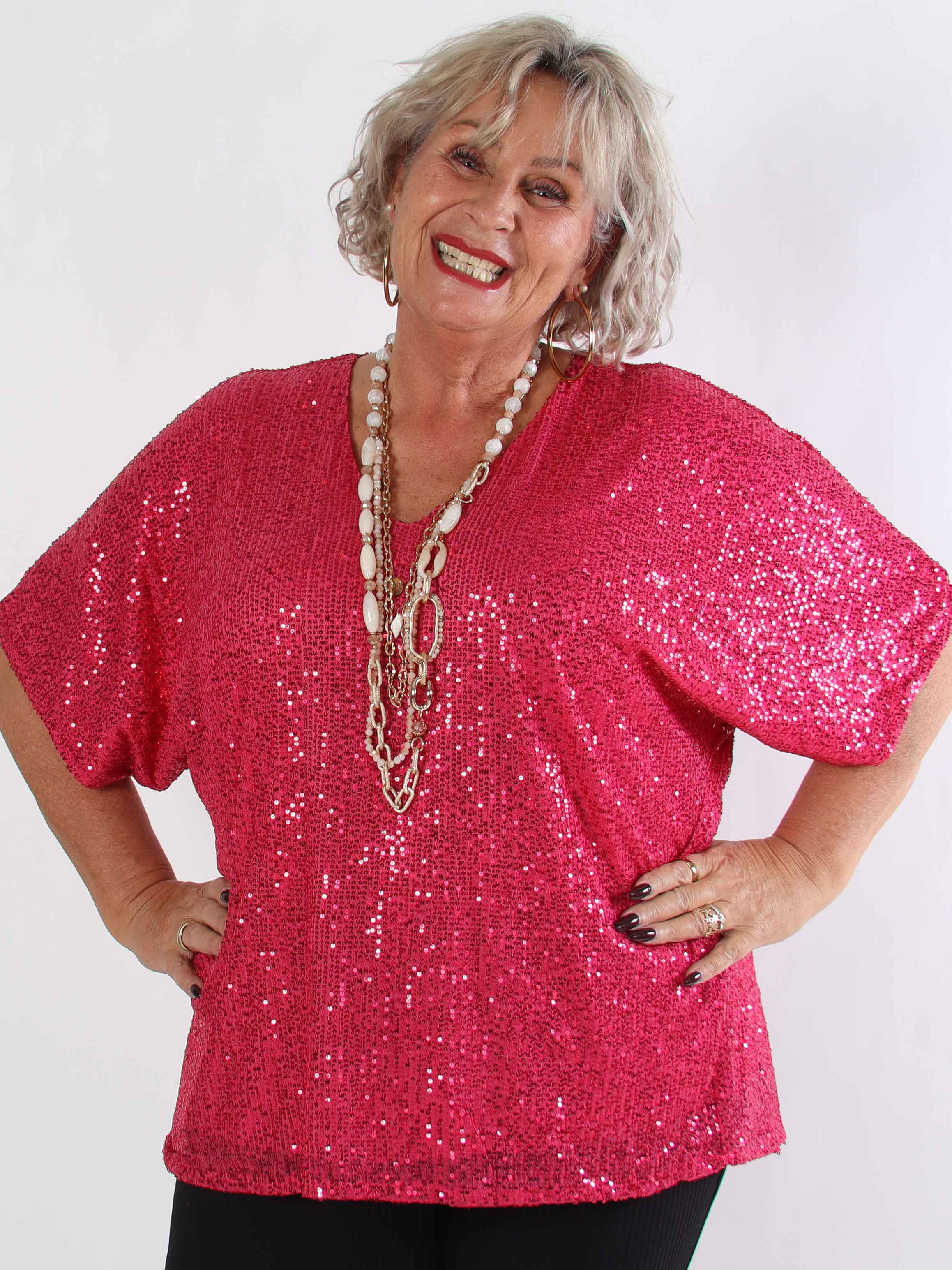 Evandie - Söt glittrande plus size tunika med paljetter
